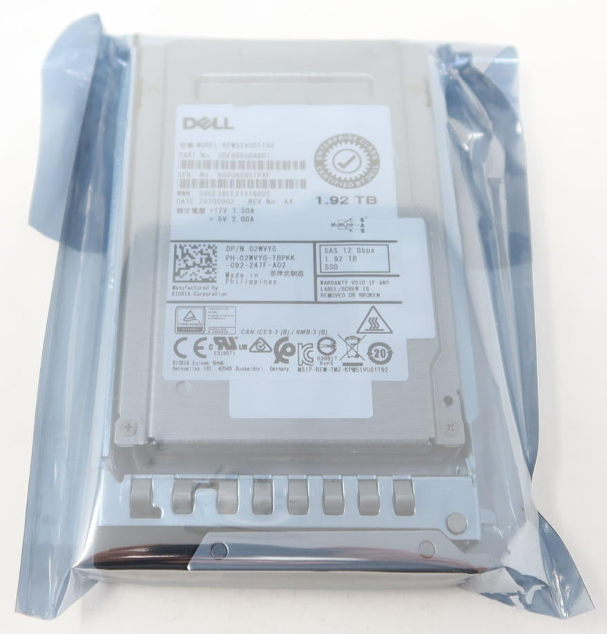 Dell 2WVYG 1.92TB 12G 2.5 SAS Mixed Use SSD KPM5XVUG1T92 02WVYG
