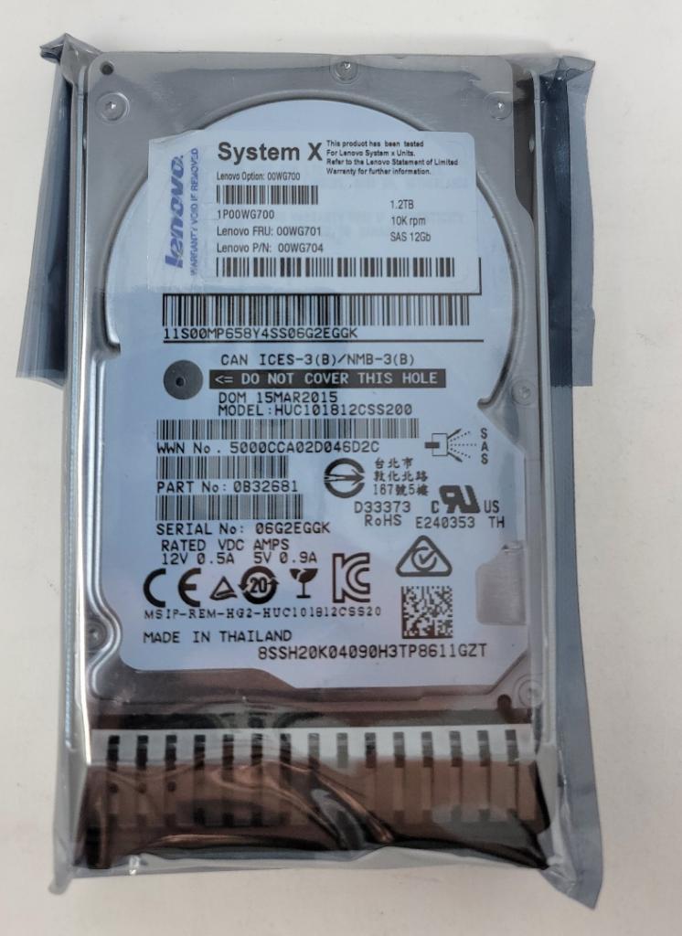 IBM Lenovo 1.2TB 10K 12G SAS 2.5" G3HS HDD