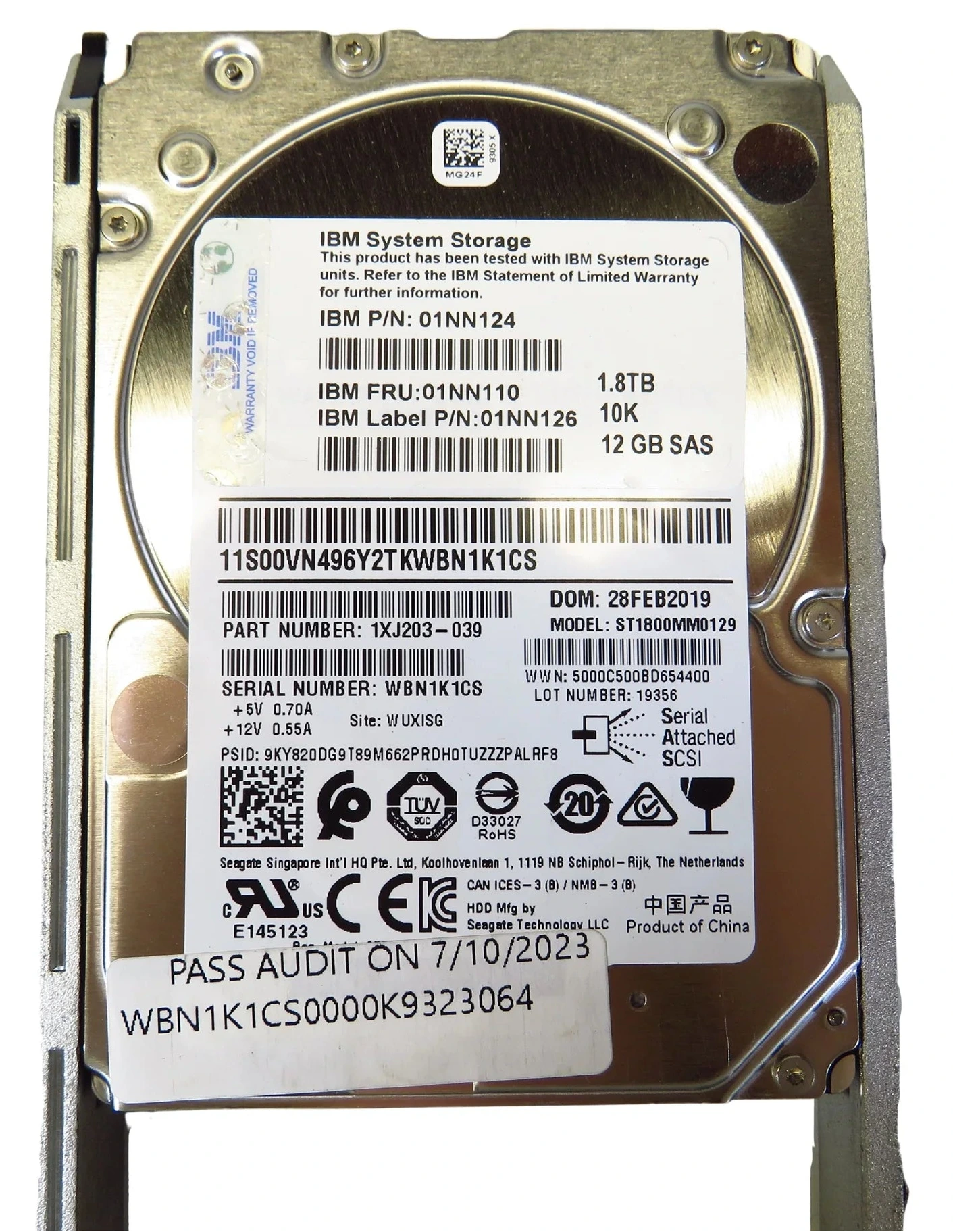 IBM 1.8TB 10K RPM 12Gb/s 2.5-inch SAS Server Hard Drive 01NN110 01NN124 01NN126