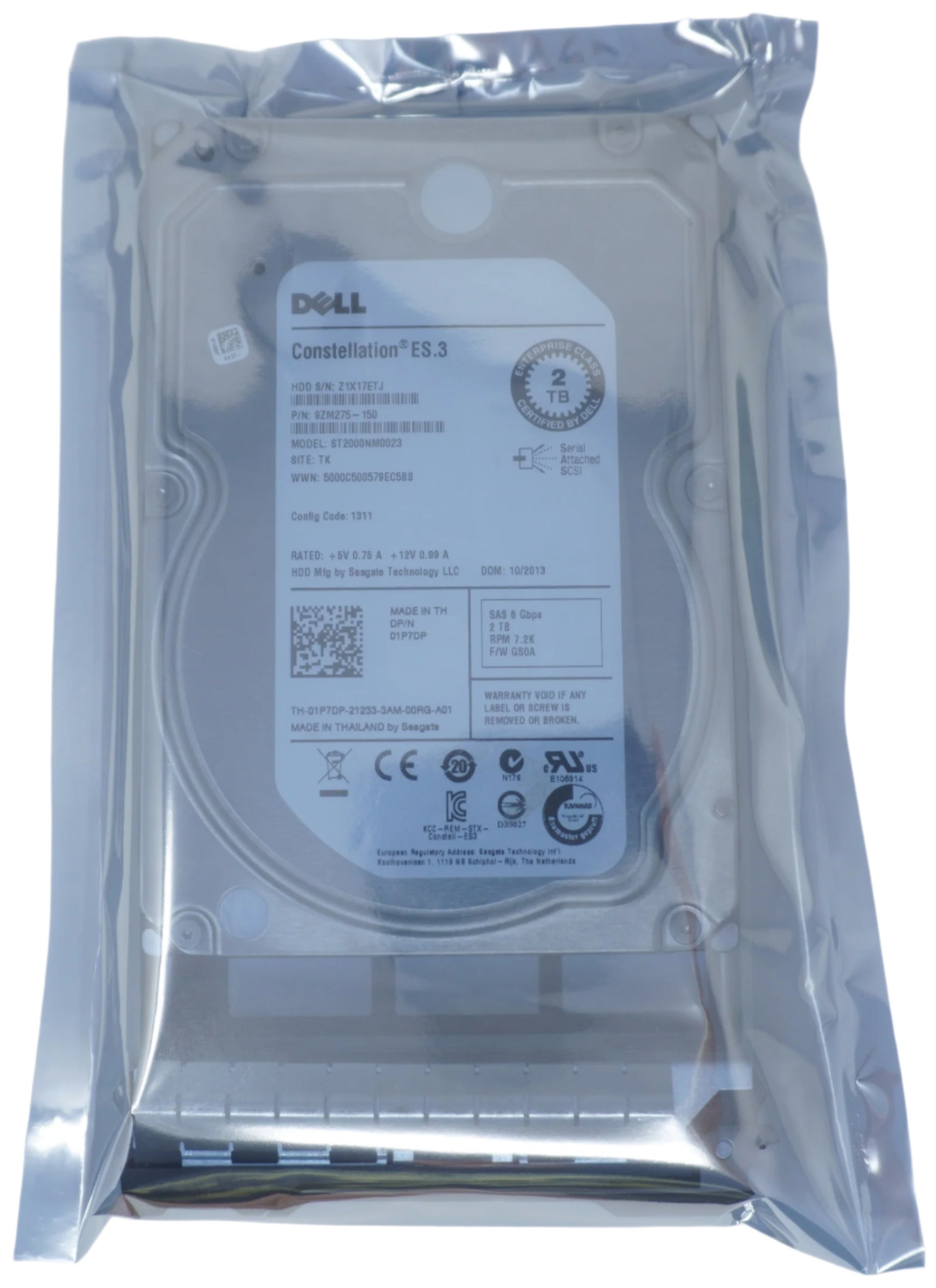 DELL 1P7DP 2Tb 7.2k 6Gb/s 3.5 SAS Hard Drive ST2000NM0023