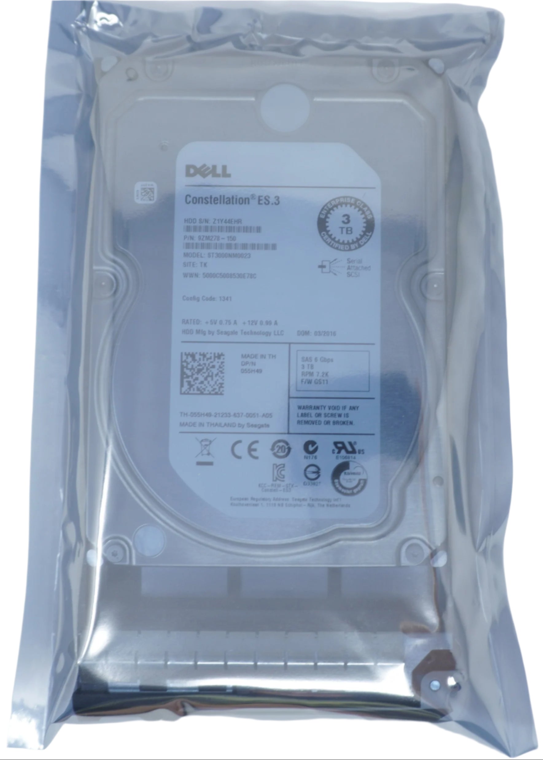Dell 55H49 Seagate 3TB 7.2K 6G 3.5" SAS Hard Drive ST3000NM0023
