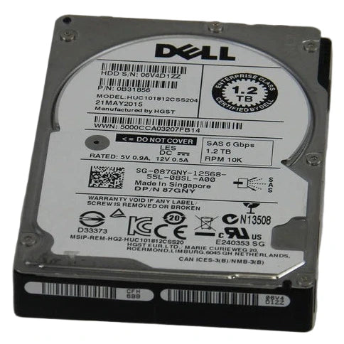 87GNY DELL ENT 1.2TB 10K RPM 6Gbs 2.5 SAS Hard Drive HUC101812CSS204