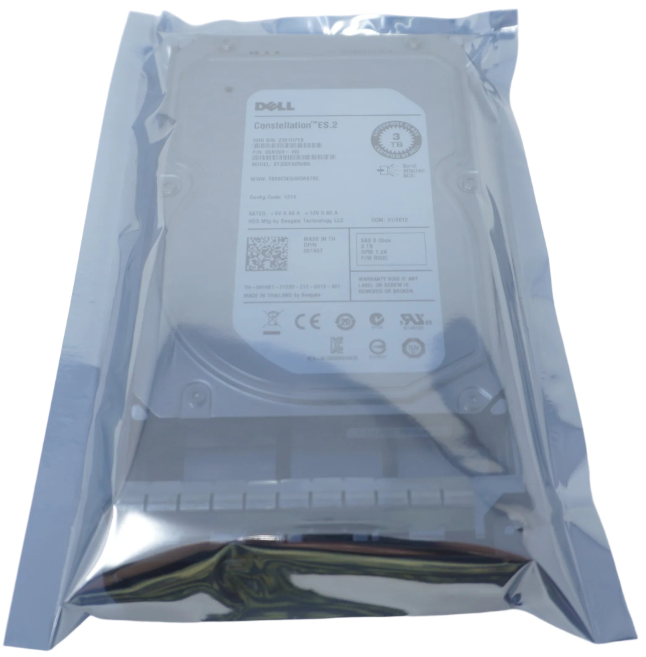 91K8T Dell Constellation 3Tb 7200rpm 6Gbps 3.5 SAS ST33000650SS