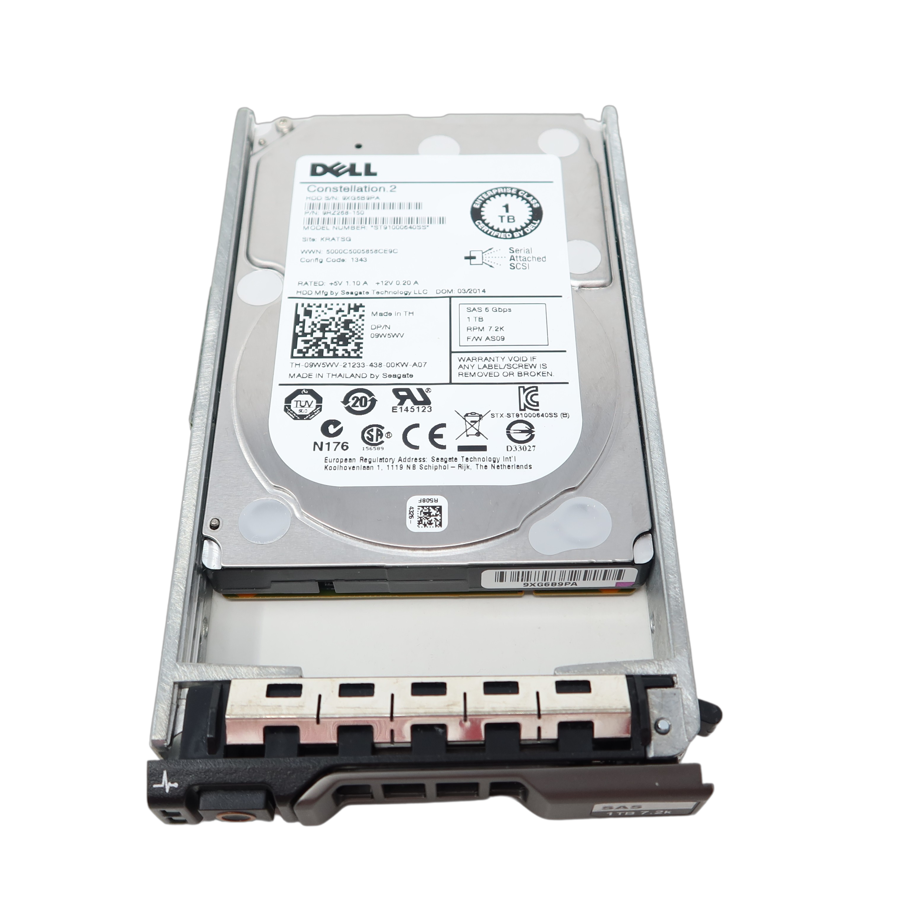 9W5WV Dell 1TB 7.2K 6Gb/s 64MB 2.5 SAS Hard Drive ST91000640SS