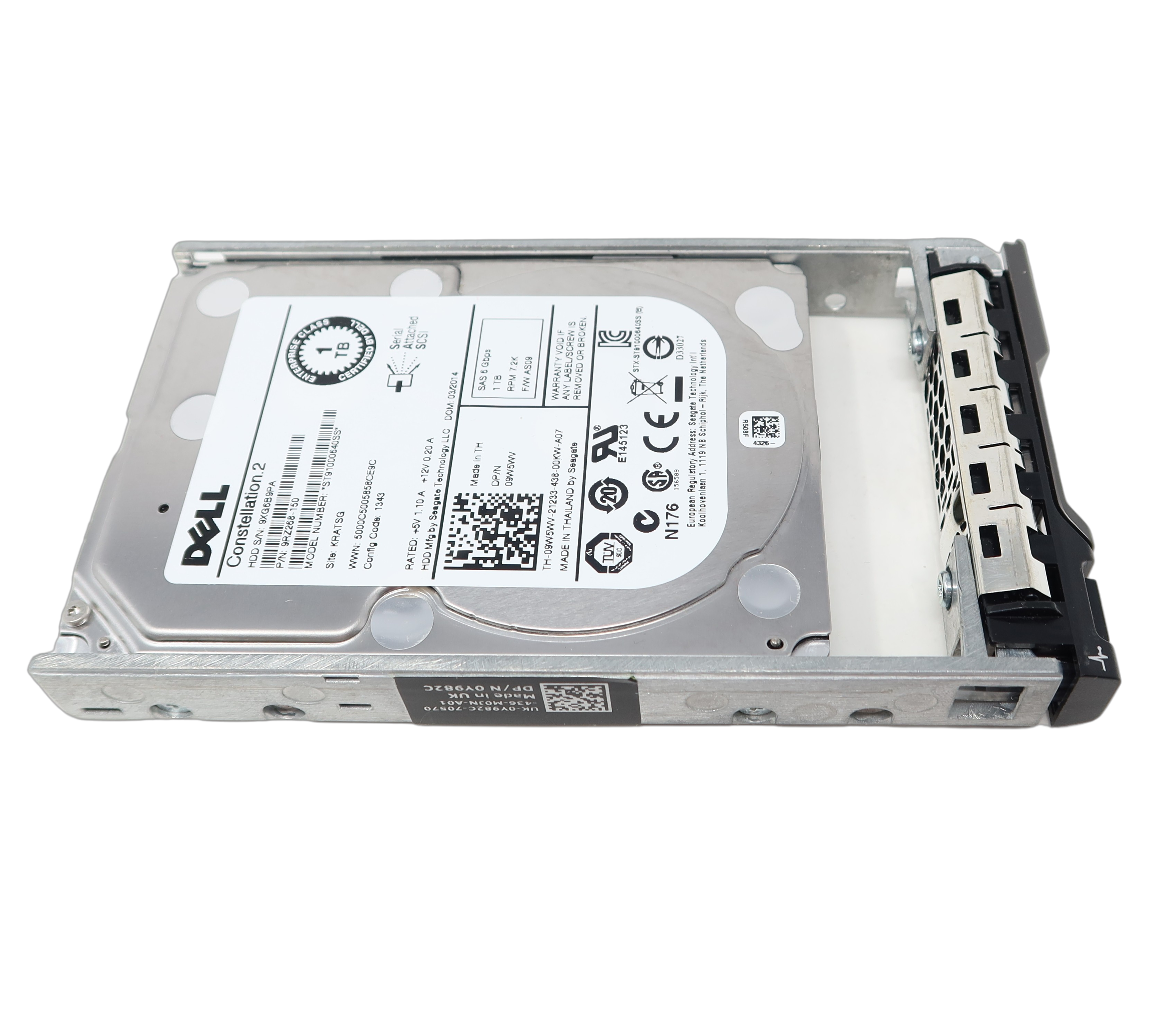 9W5WV Dell 1TB 7.2K 6Gb/s 64MB 2.5 SAS Hard Drive ST91000640SS