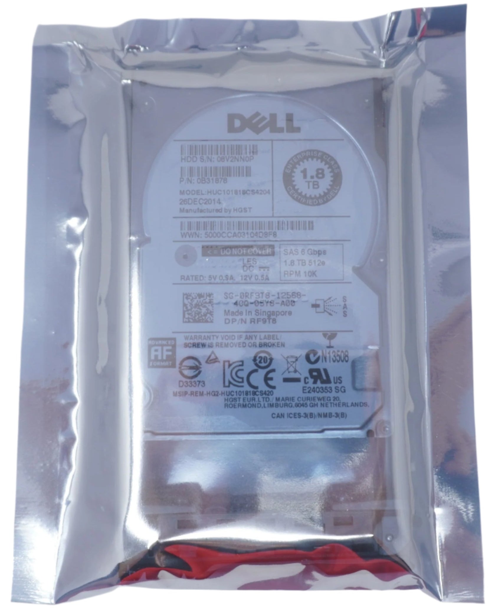Dell 1.8TB RF9T8 SAS Server 6Gb/s 2.5" Hard Drive HUC101818CS4204