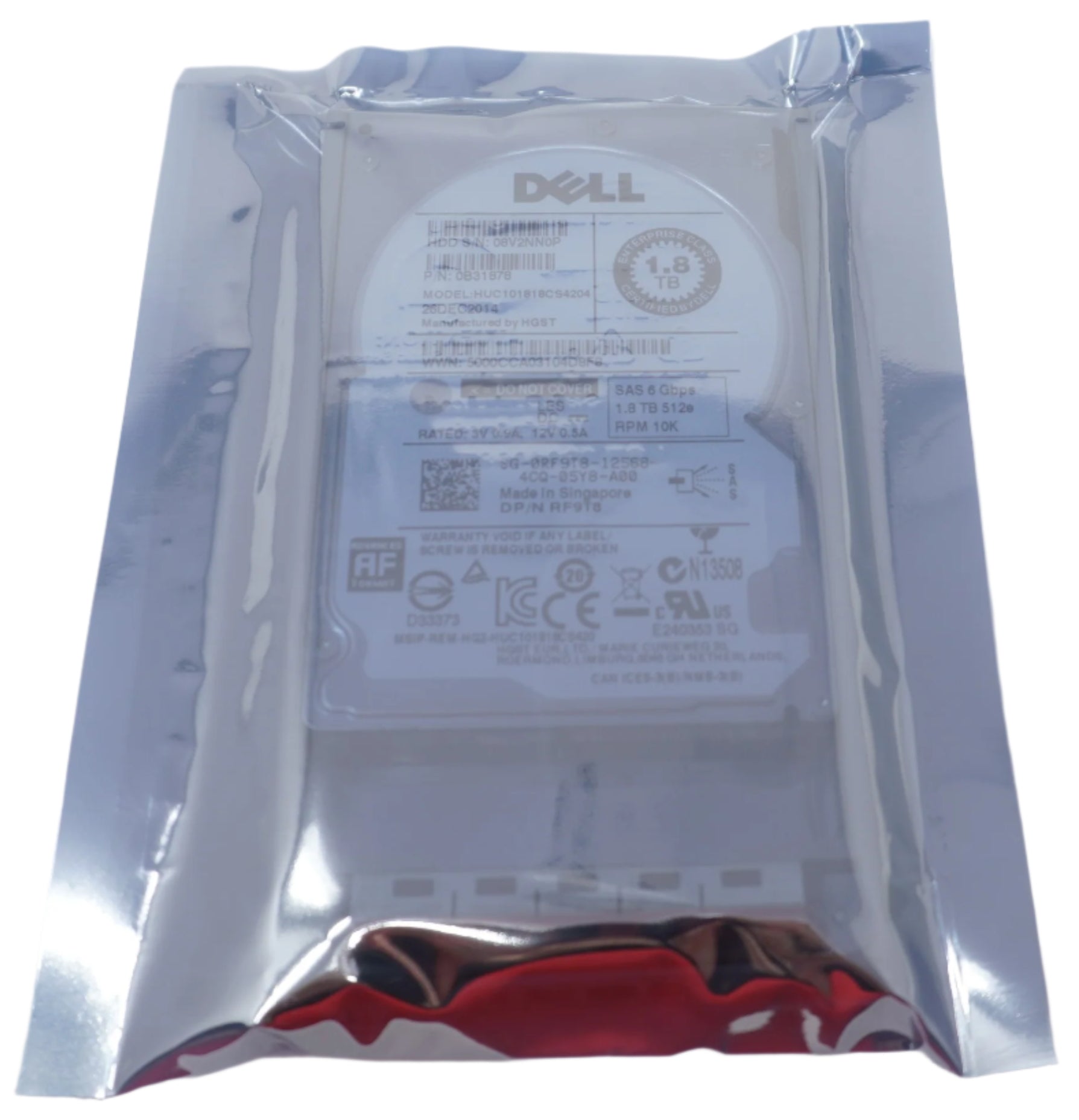 RF9T8 SAS Server 6Gb/s 2.5" Hard Drive HUC101818CS4204