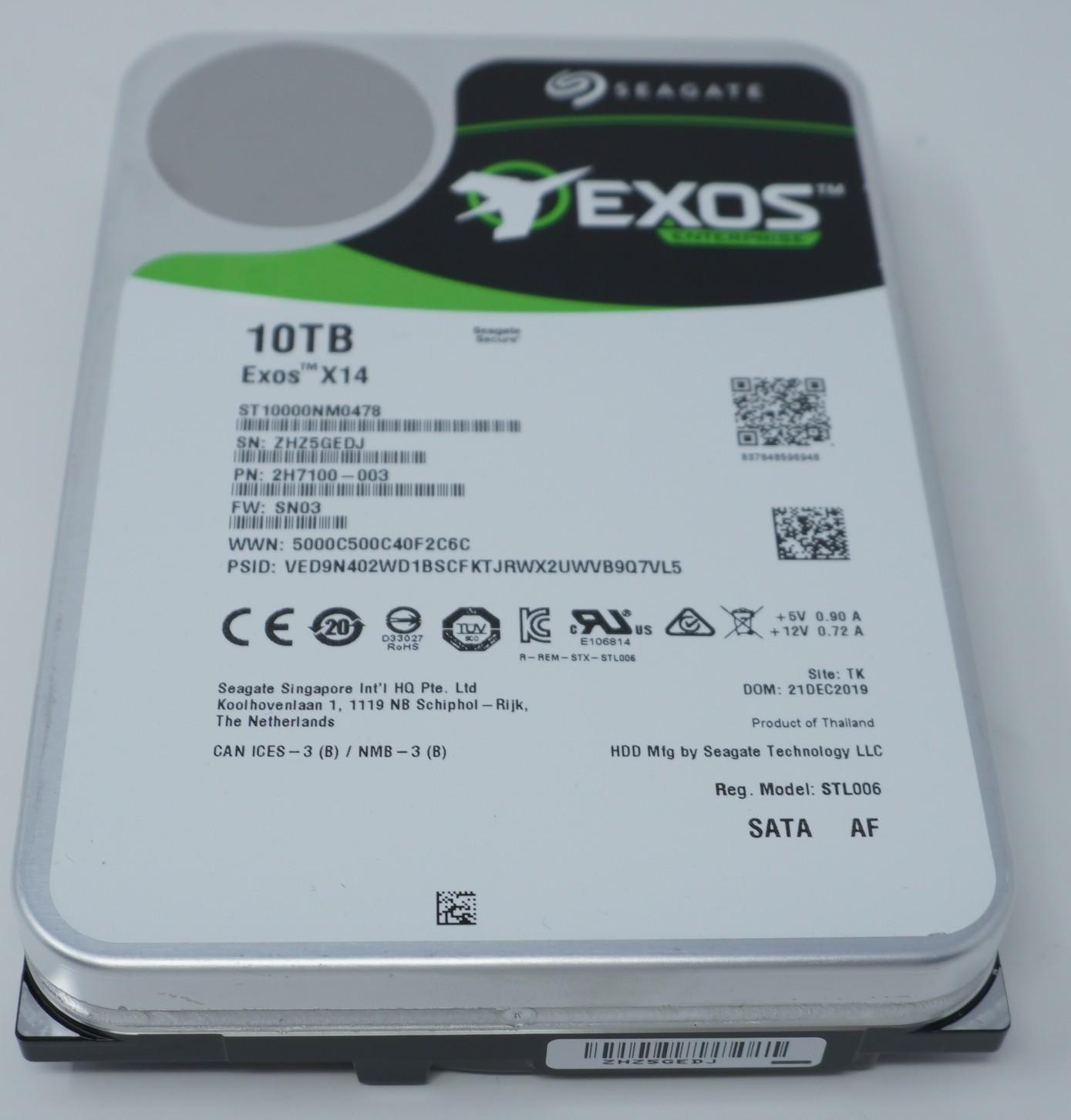 Seagate ST10000NM0478 Exos X14 10TB 7200RPM SATA 6Gb/s 3.5''