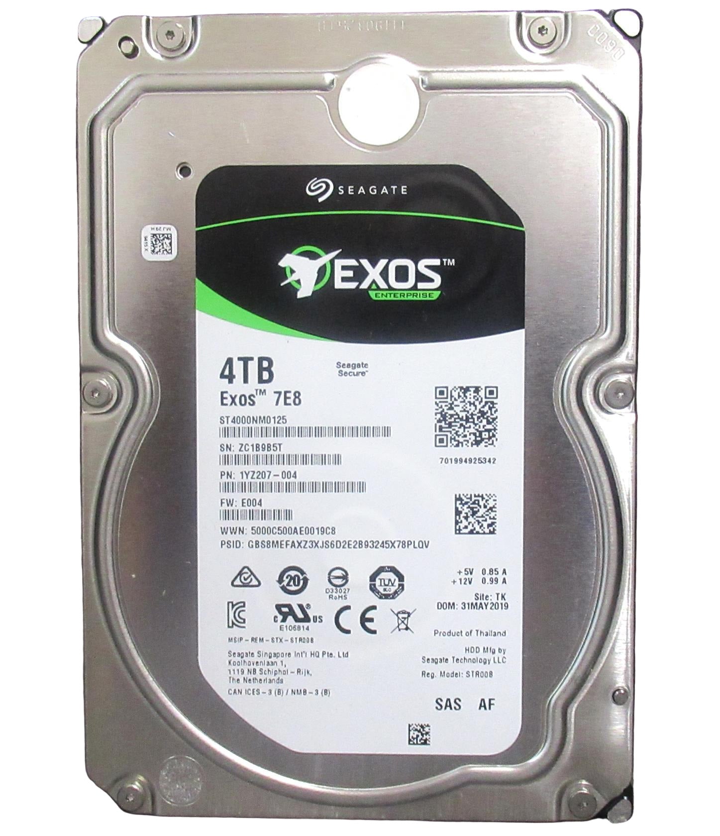Seagate EXOS ST4000NM0125 4TB 7200RPM 12Gbps 3.5" SAS HDD Hard Drive 1YZ207-004