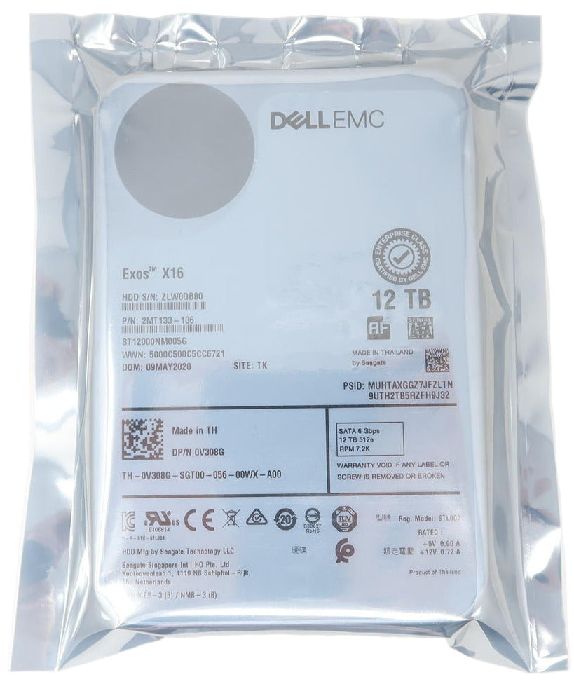 V308G ST12000NM005G Dell 12TB SATA 3.5" 7.2K 6Gb