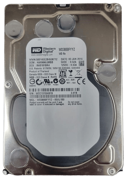 WD3000FYYZ Western Digital RE 3TB 7.2K RPM 6Gbps 64MB 3.5" SATA Hard Drive