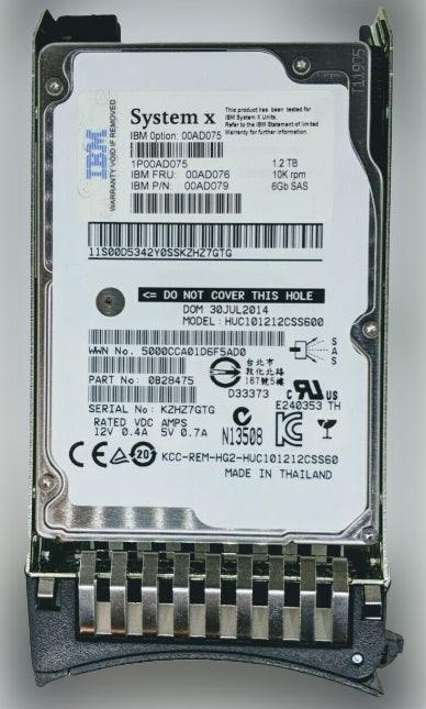 IBM 00AD075 00AD076 00AD079 1.2TB 10K 6G 2.5" G2HS SAS Hard Drive