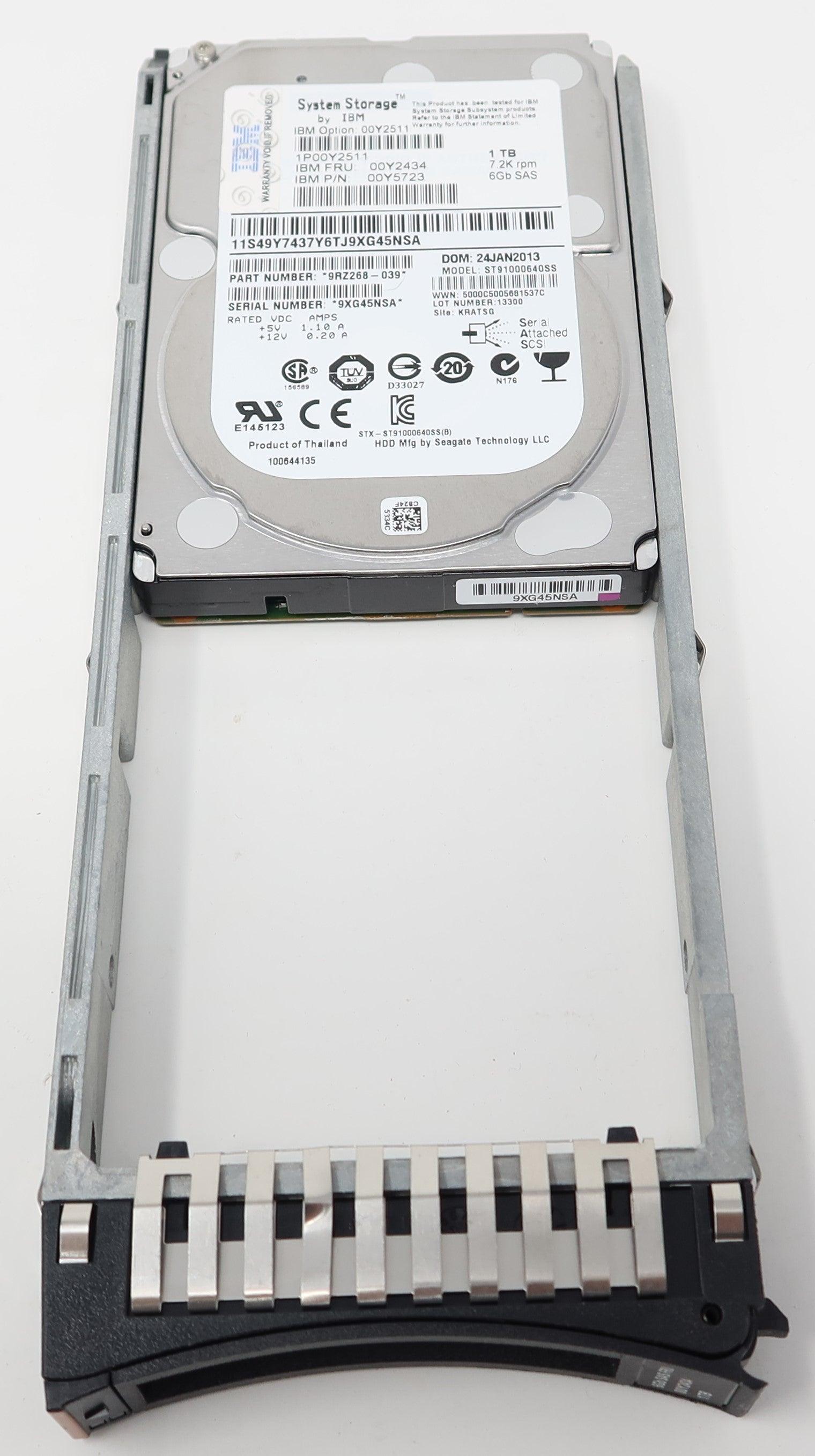 IBM 00Y2434 00Y2511 00Y5723 1TB 7.2K RPM 6Gbps SAS NL 2.5" Hard Disk Drive