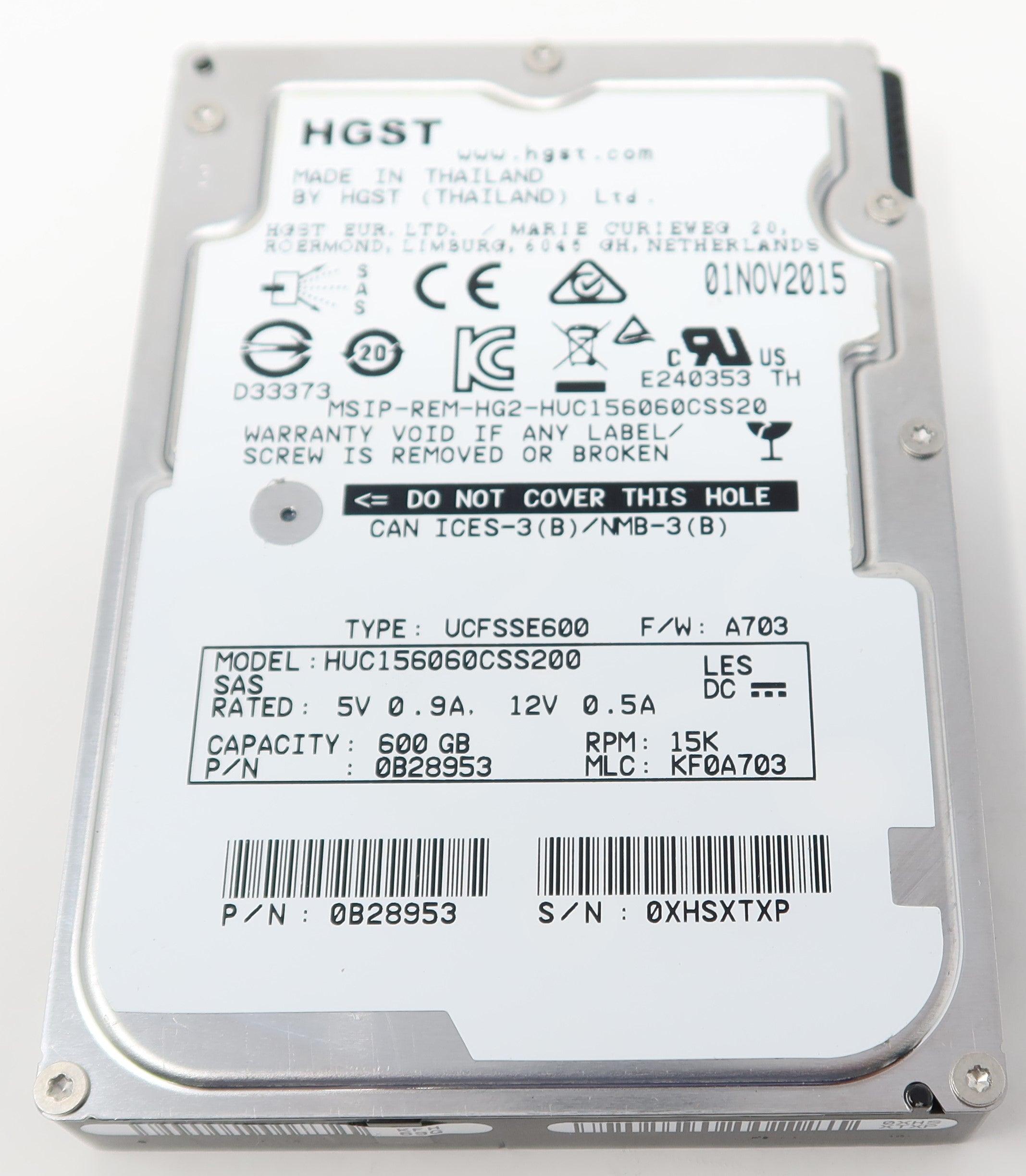 HUC156060CSS200 0B28953 Hitachi 600GB 15K RPM 12Gbps 2.5" SAS Hard Drive