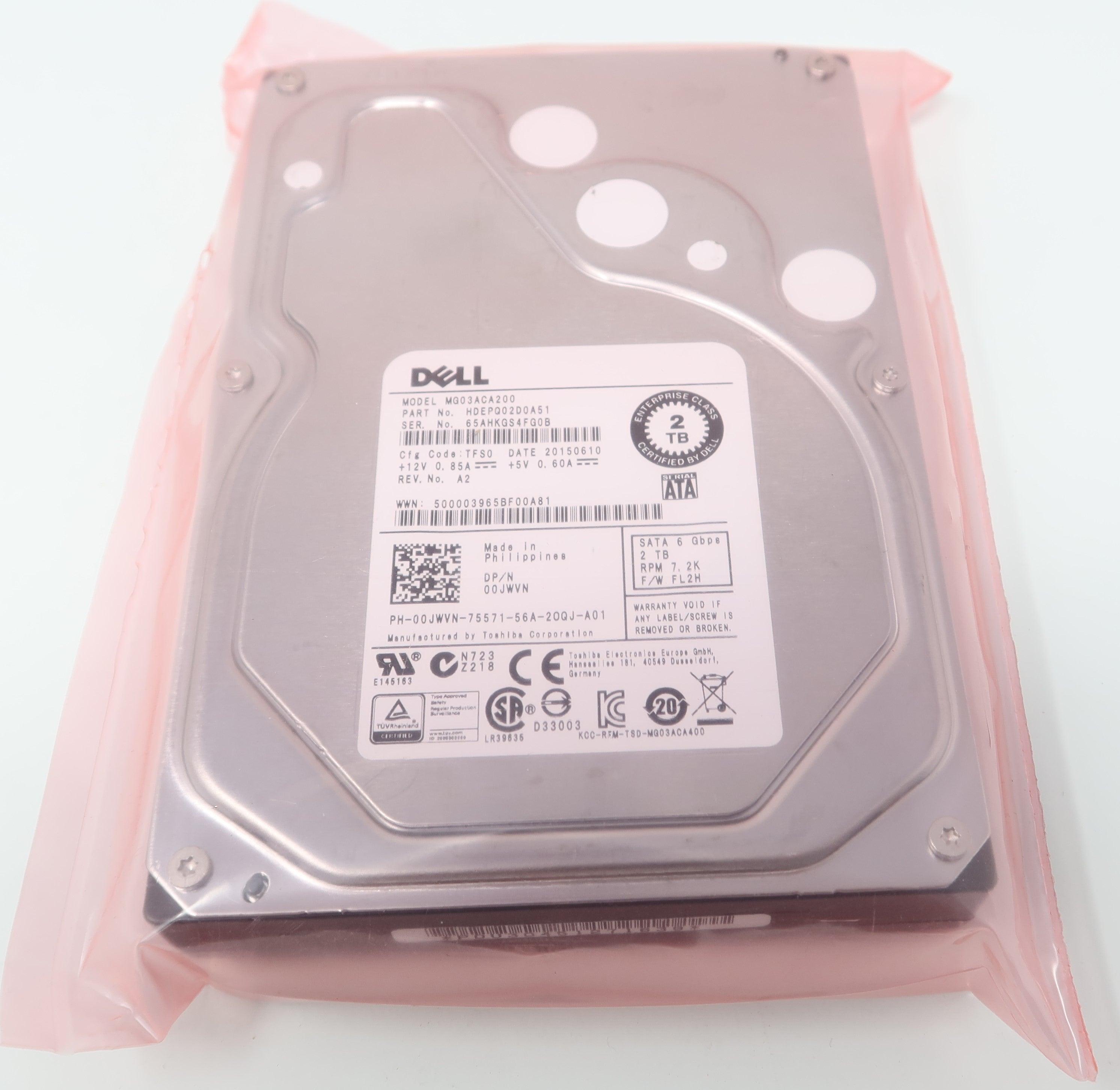 0JWVN MG03ACA200 Dell 2TB 7.2K 6G LFF 3.5" SATA Hard Drive