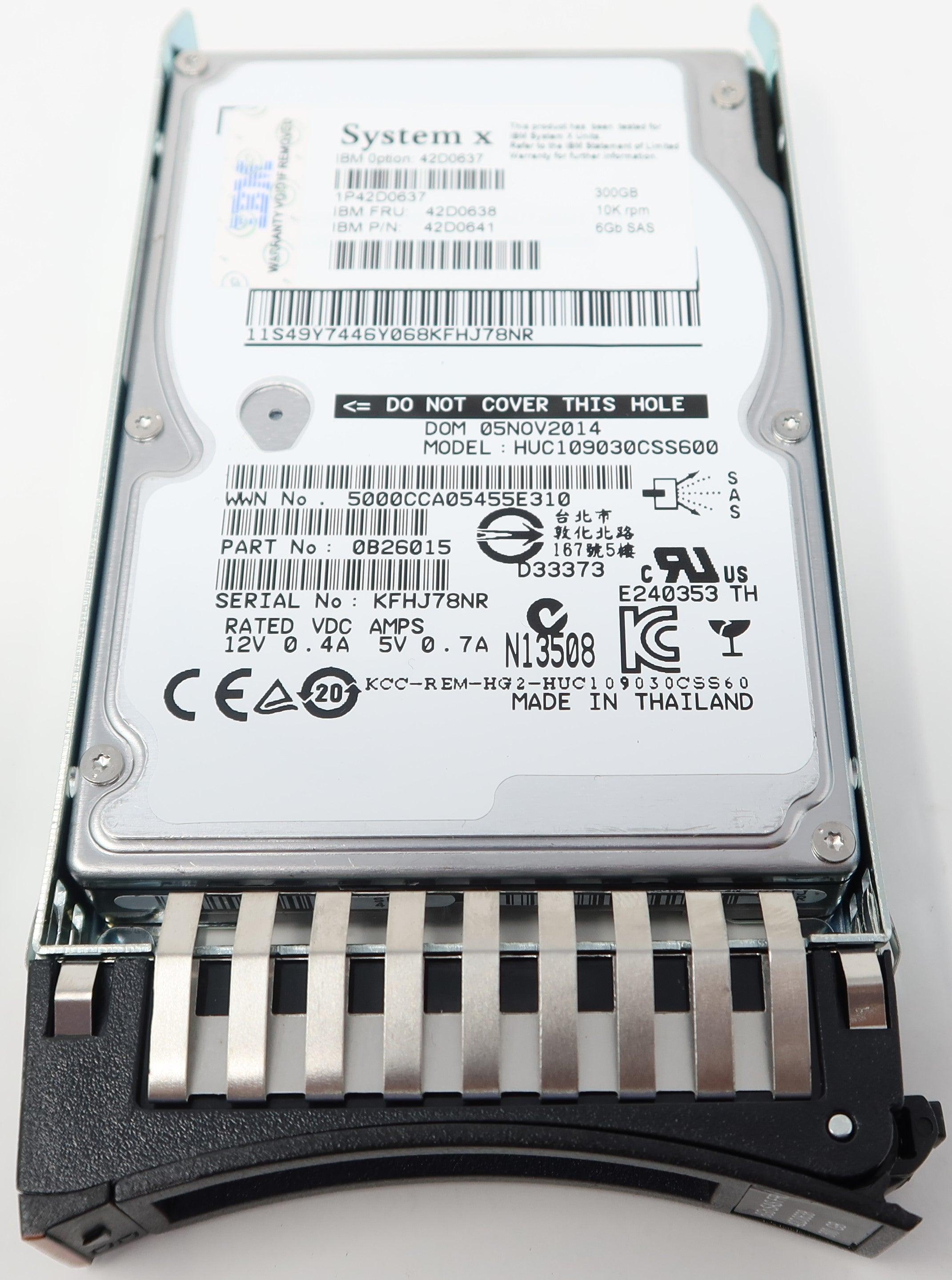 IBM 42D0637 42D0638 42D0639 300GB 10K RPM 2.5" SAS Hard Drive
