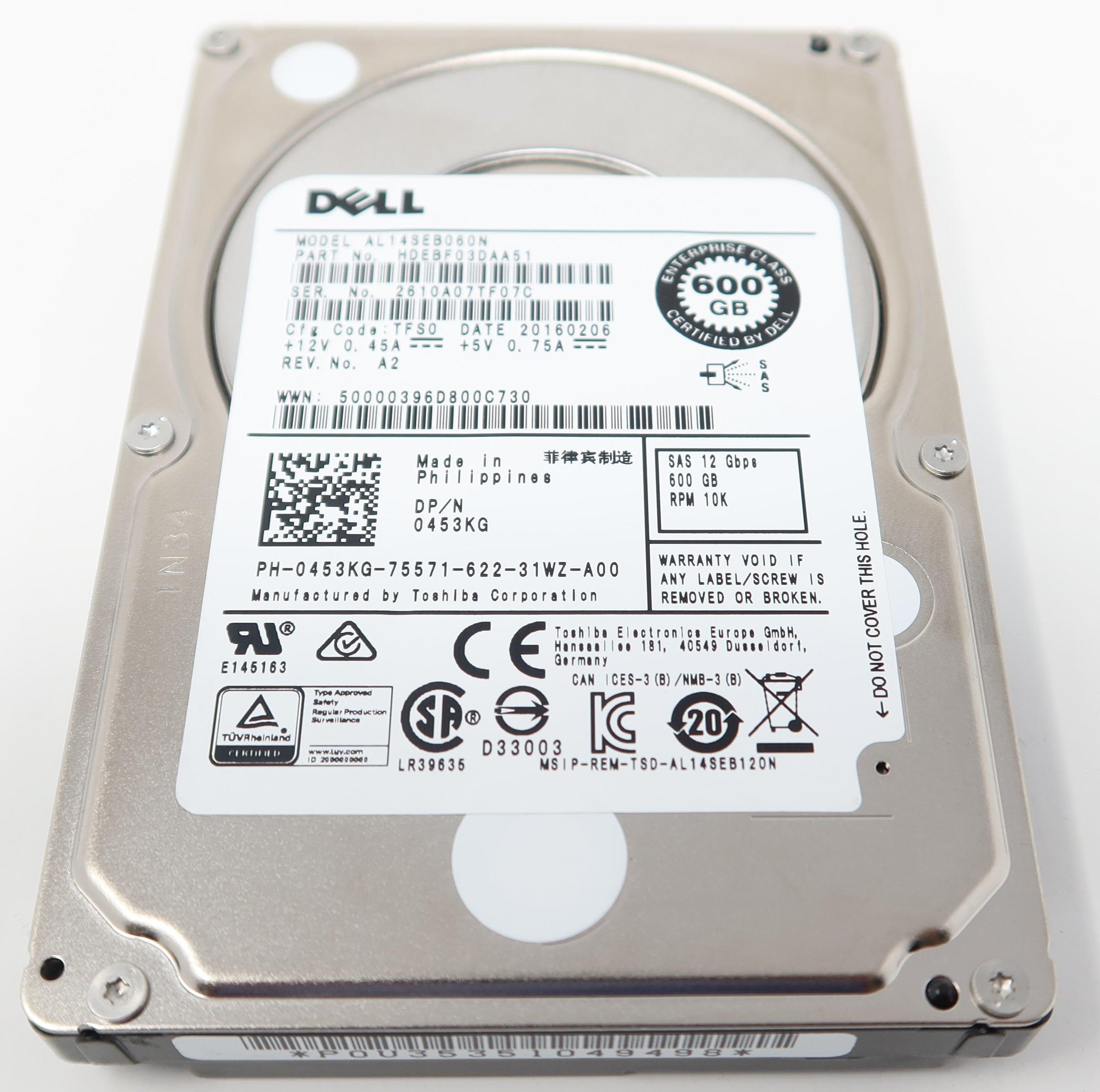 Dell 453KG Toshiba AL14SEB060N 600GB 10K 12Gbps SAS SFF Drive