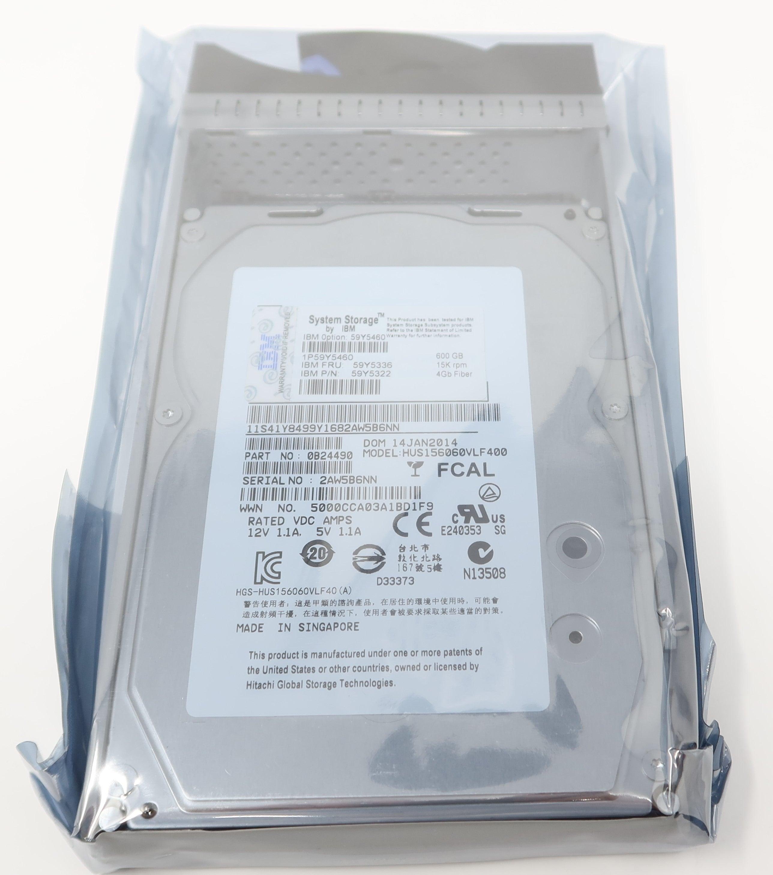 IBM 59Y5336 59Y5460 59Y5322 59Y5338 600GB 15K HP 4G 3.5" FC-AL Hard Drive