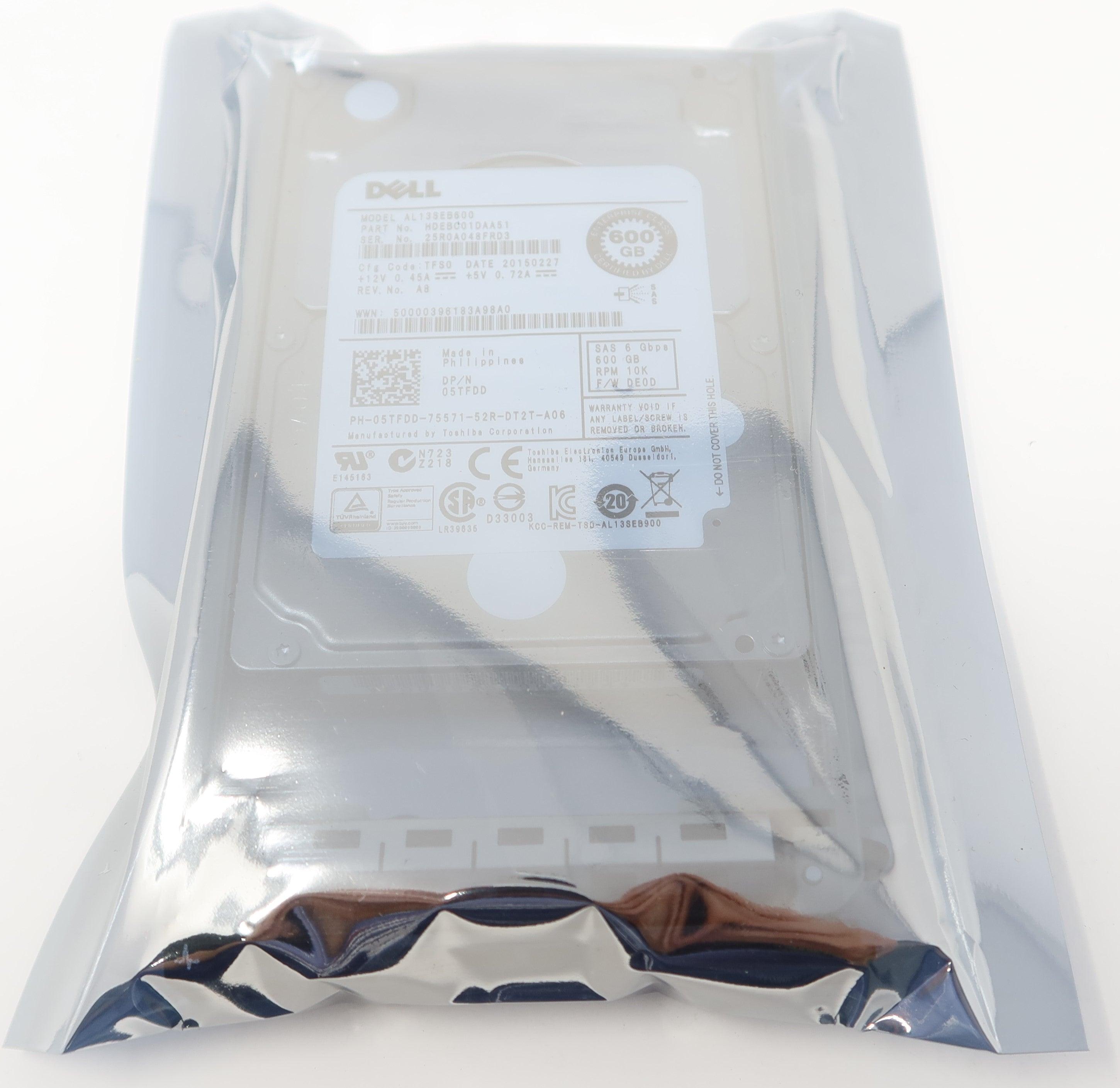 Dell AL13SEB600 5TFDD 600GB 10K RPM 6Gb/s 2.5" SAS Hard Drive