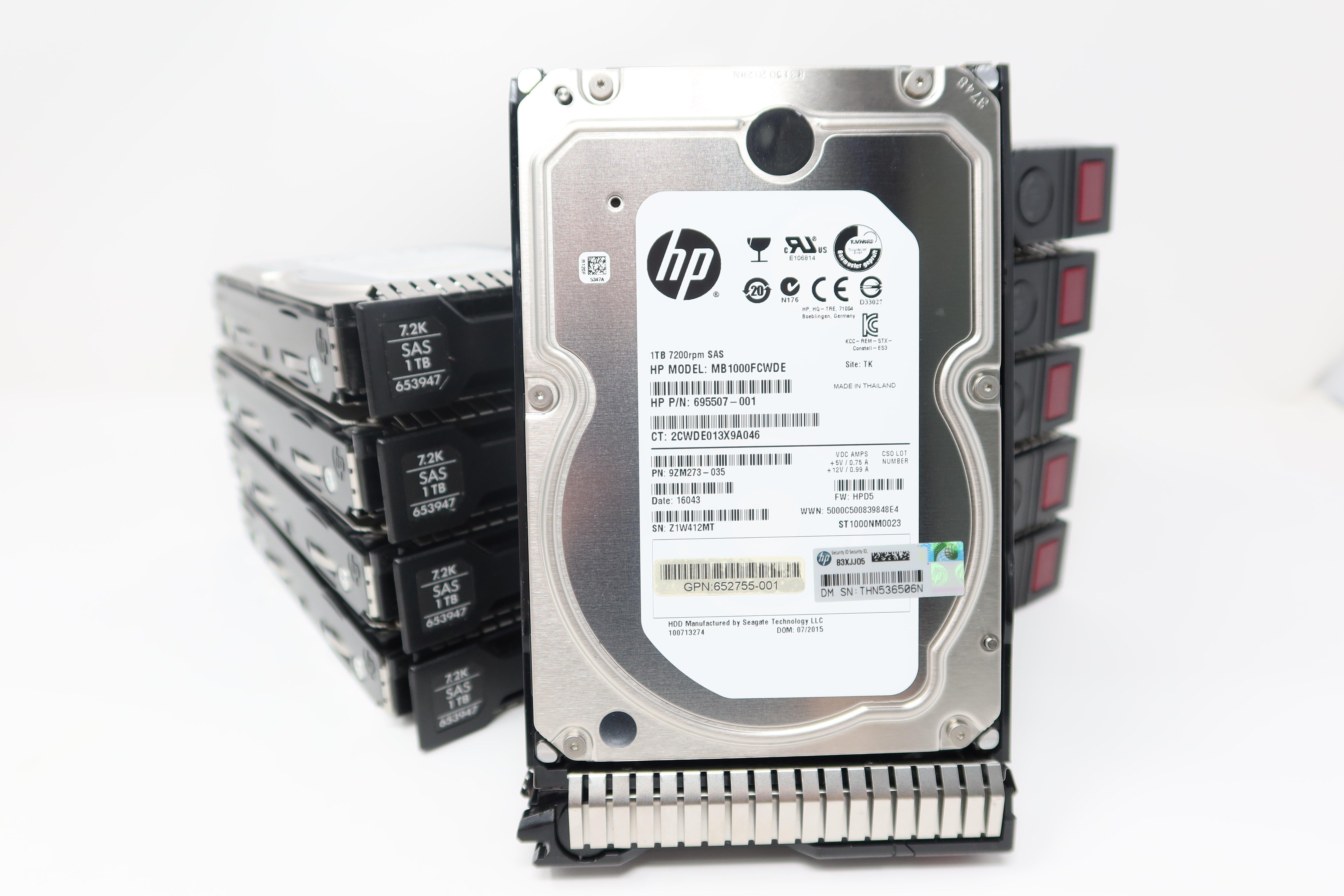 ST1000NM0023, MB1000FCWDE HP 1TB 7.2K 6G SAS 3.5IN (Lot of 5pc)
