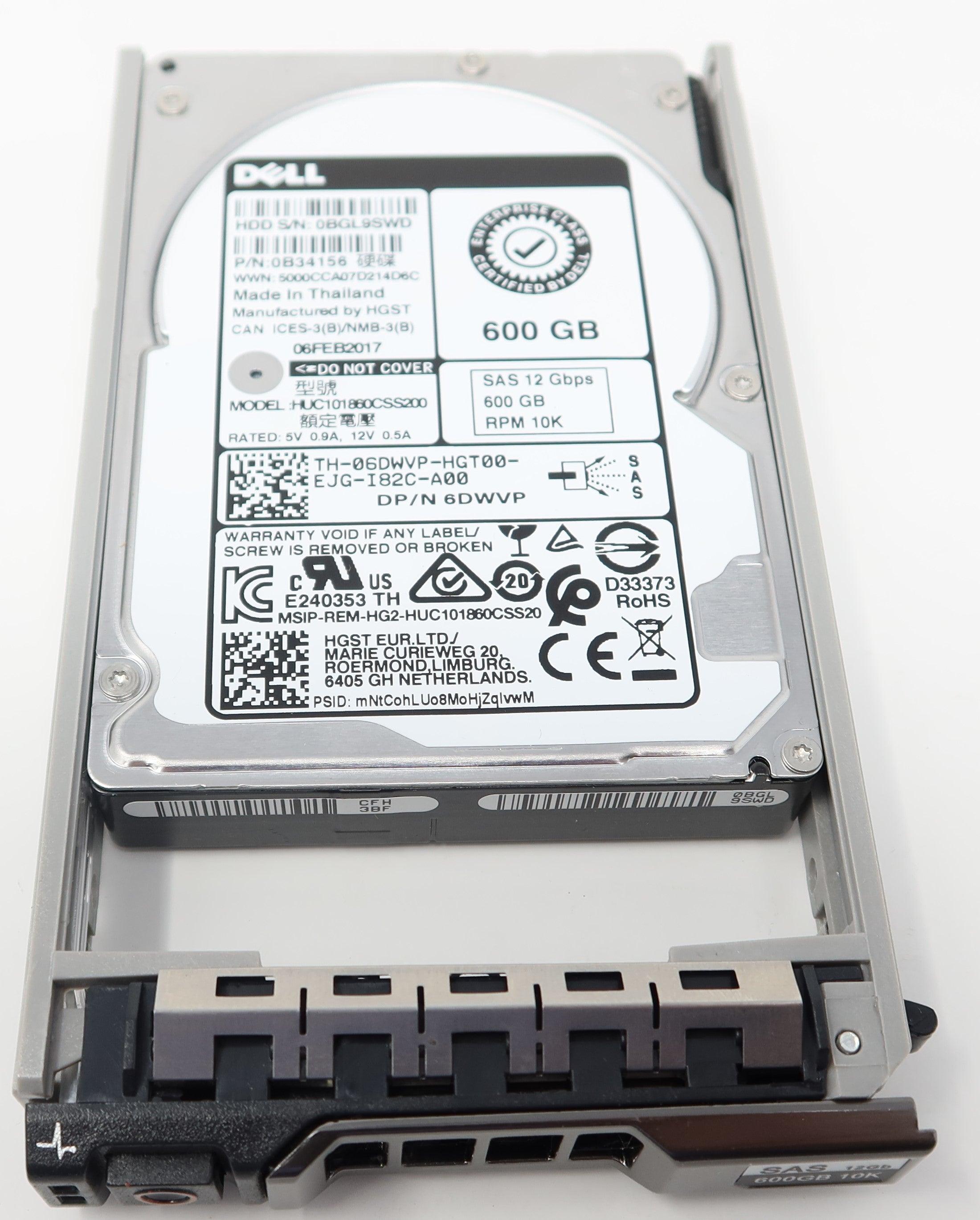 6DWVP HUC101860CSS200 Dell 600GB 10K 12G 2.5" SAS Enterprise Hard Drive