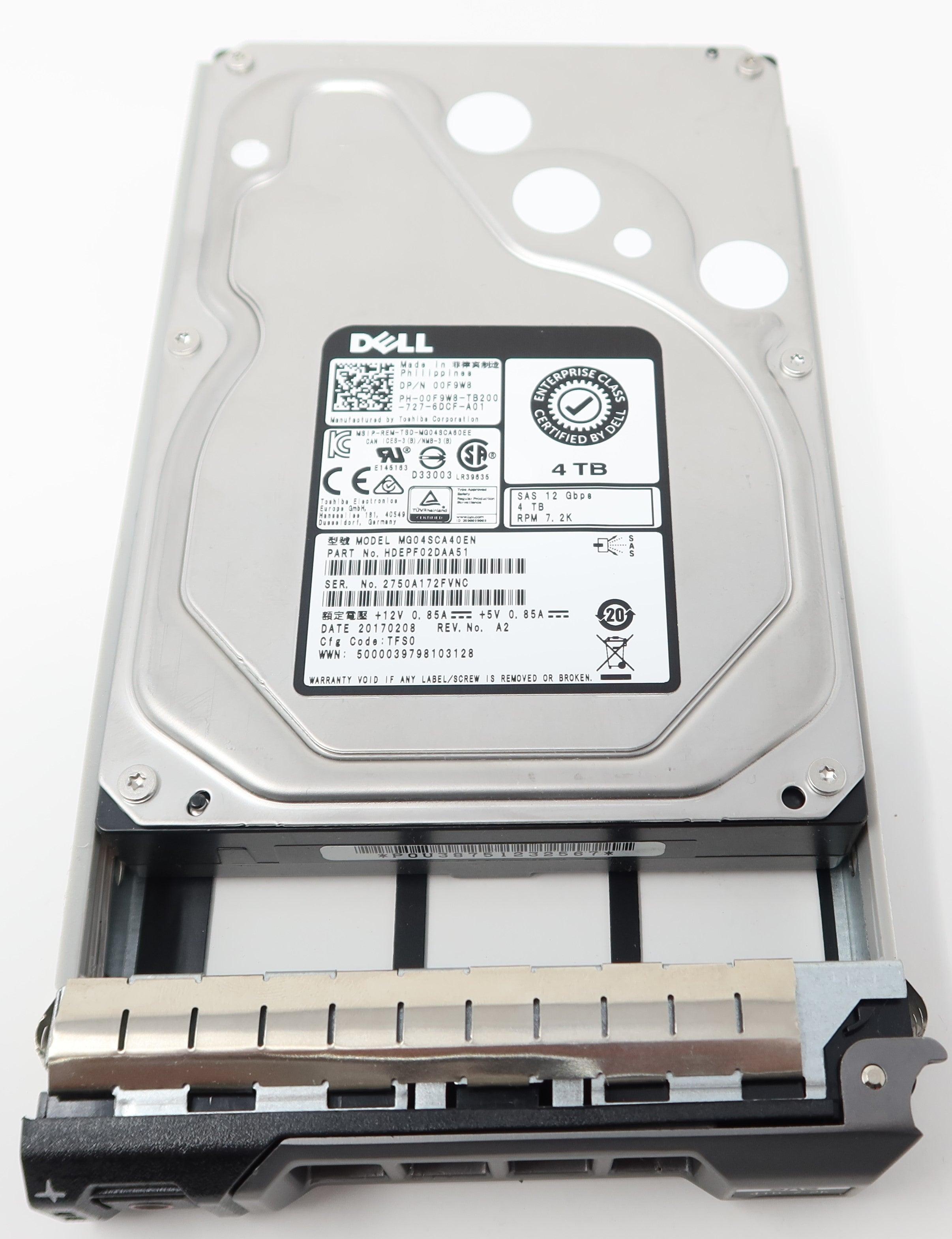 MG04SCA40EN DELL 0F9W8 4TB 7.2K 12G SAS Hard Drive