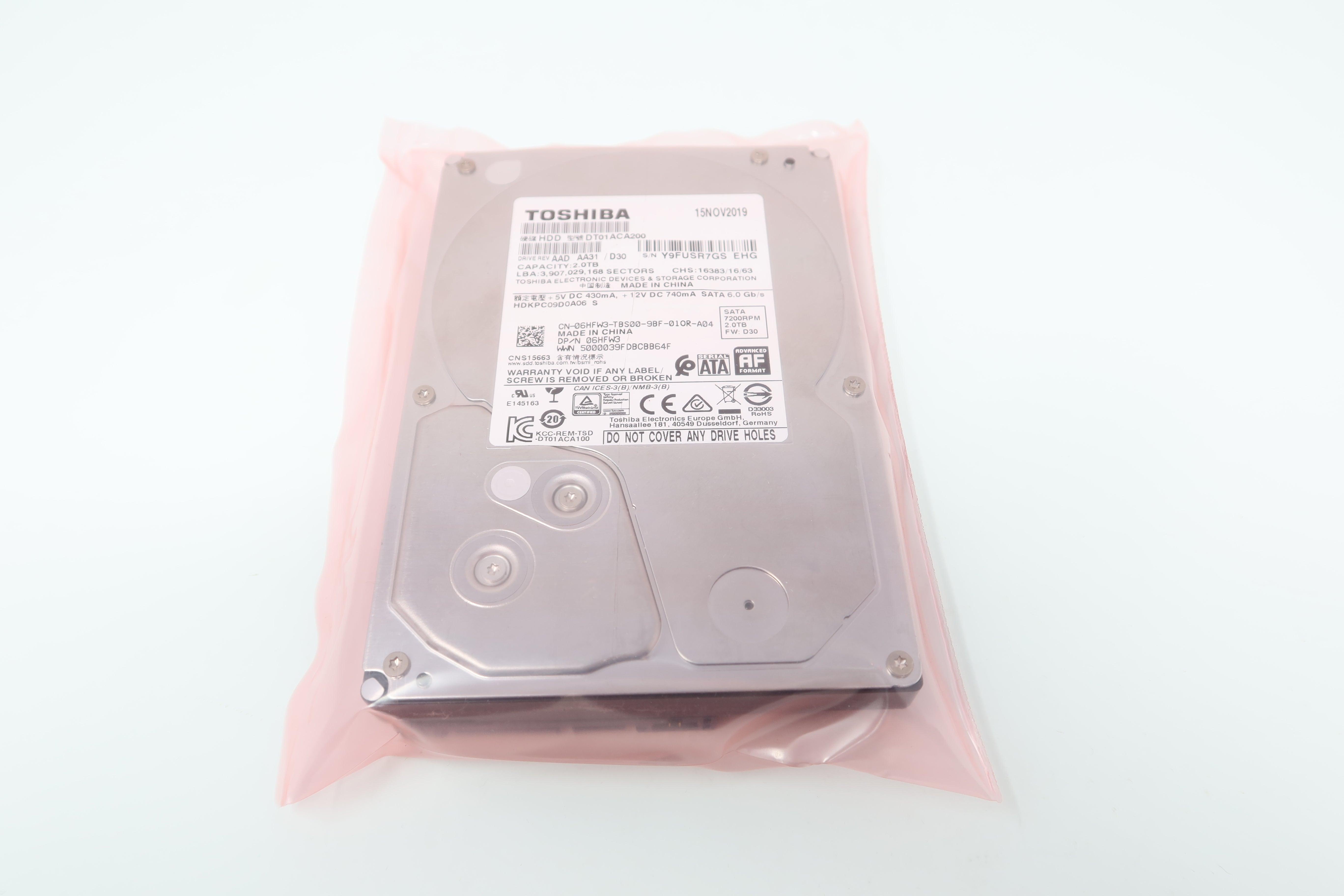 6HFW3 DT01ACA200 Toshiba 2TB 7200RPM 6Gbps 3.5" SATA Hard Drive