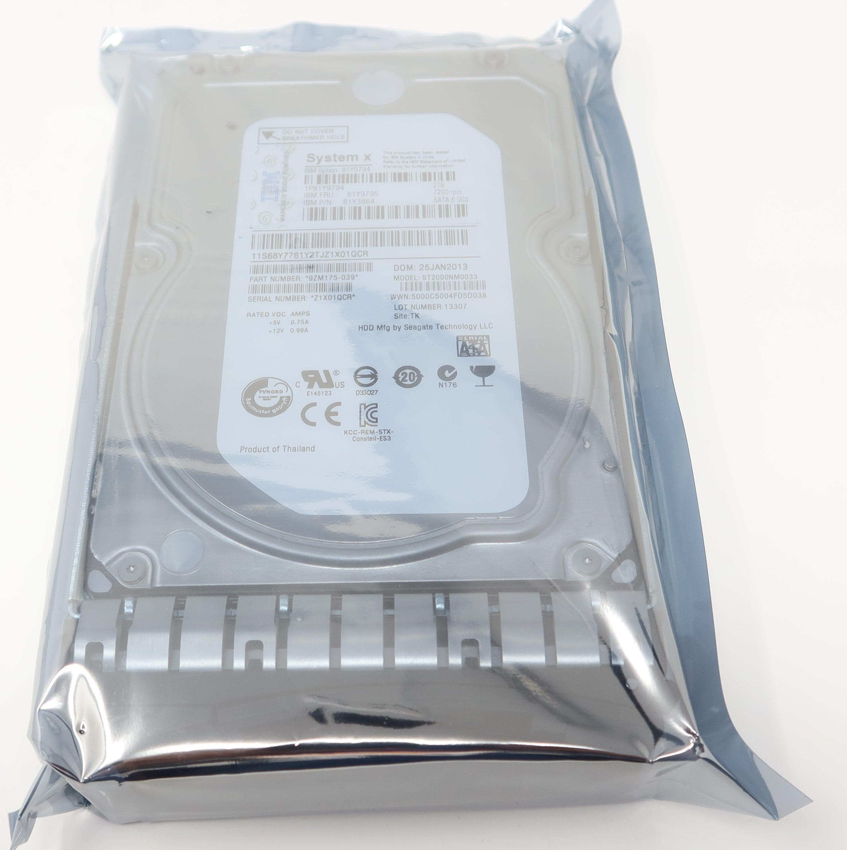 81Y9795 IBM 2TB 7.2K 128MB 6G SATA 3.5IN Hard Drive