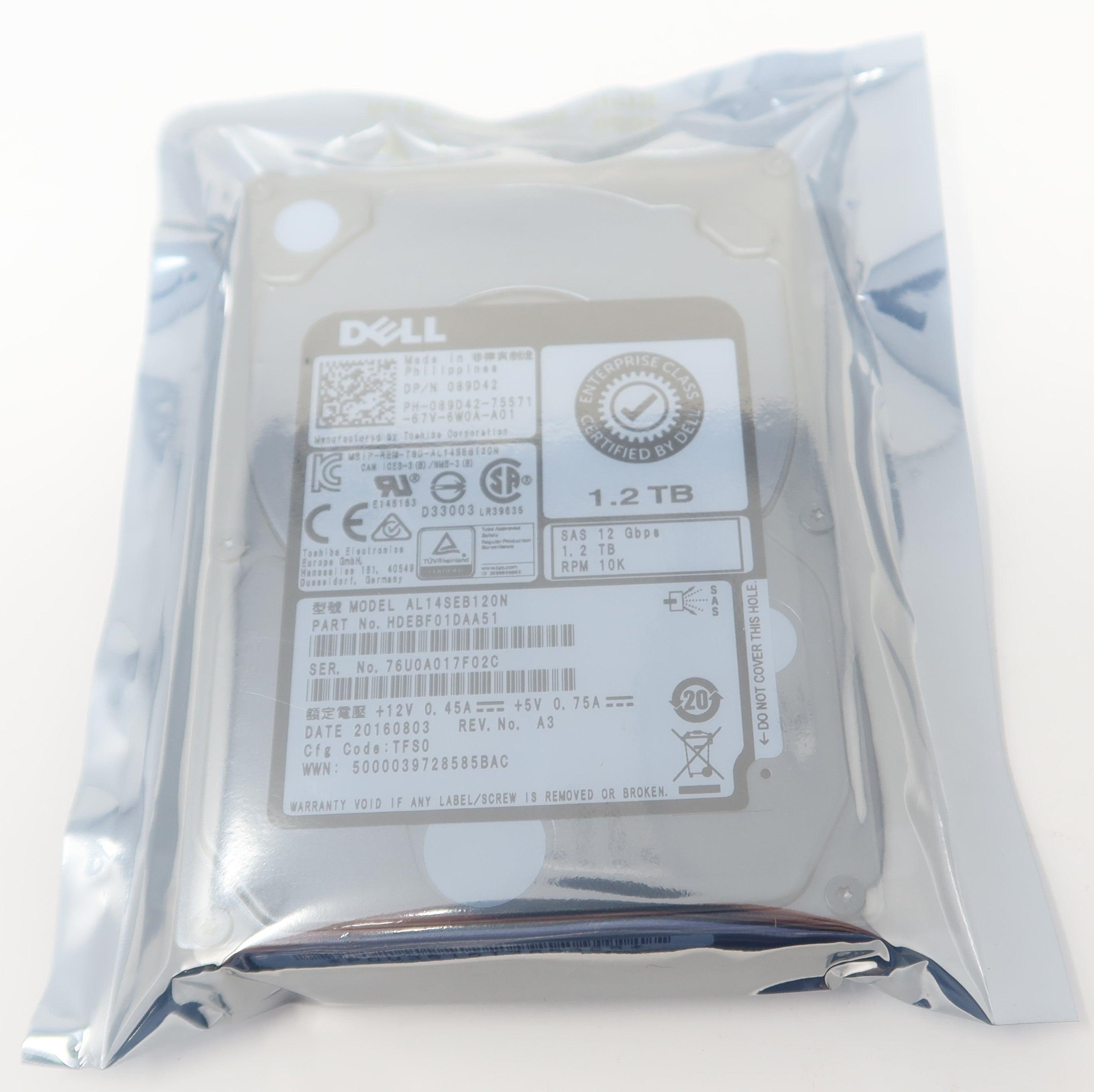 89D42 AL14SEB120N Dell 1.2TB 10K RPM 12Gb/s 2.5 SAS Hard Drive