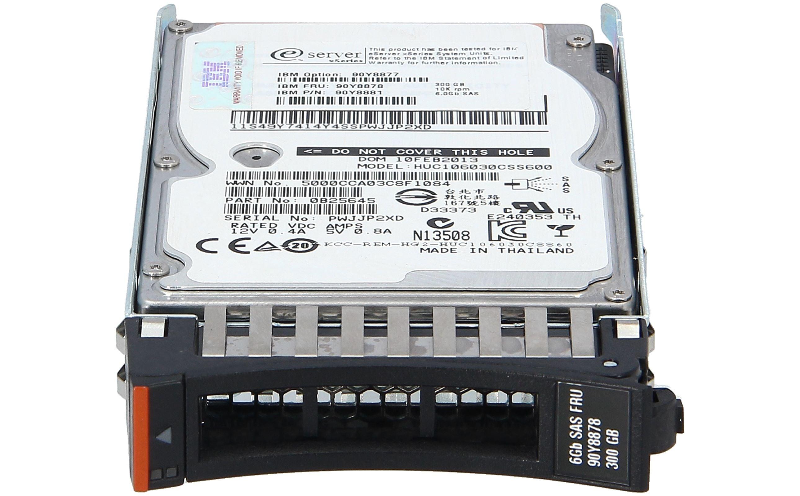 90Y8878 90Y8881 IBM 300GB 10K RPM 6Gb/s 2.5" SAS Hard Drive