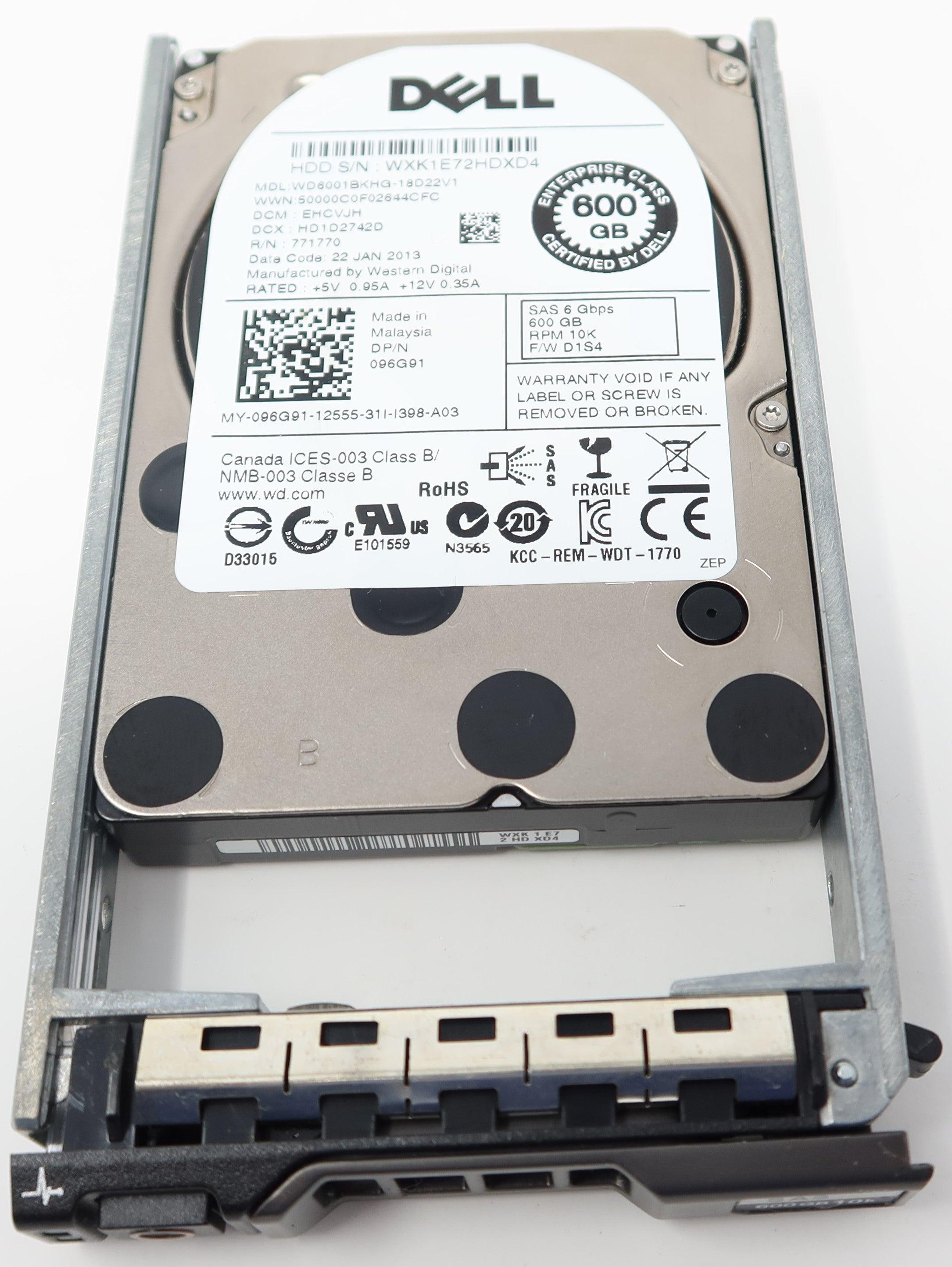 WD6001BKHG 96G91 Dell 600GB 10K 6Gb/s 2.5" SAS Hard Drive WD6001BKHG