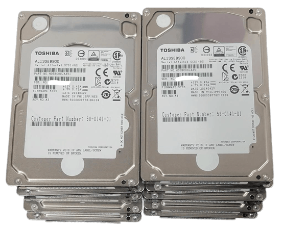 Lot of 10 Toshiba AL13SEB900 900GB 10k RPM 64MB SAS 6Gb/s 2.5" Hard Drive