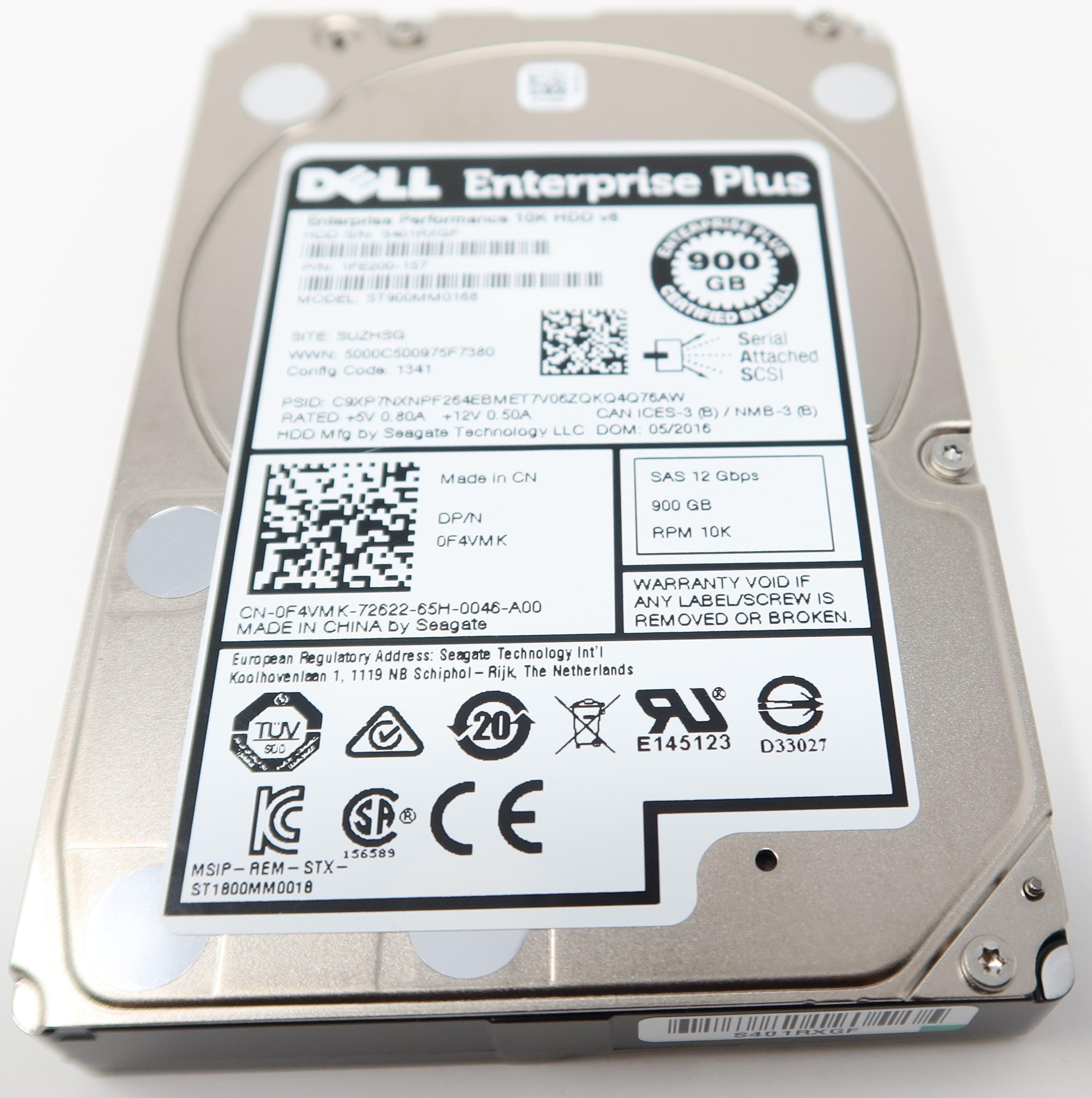 F4VMK ST900MM0168 Dell 900GB 10K 12G SAS SFF Hard Drive