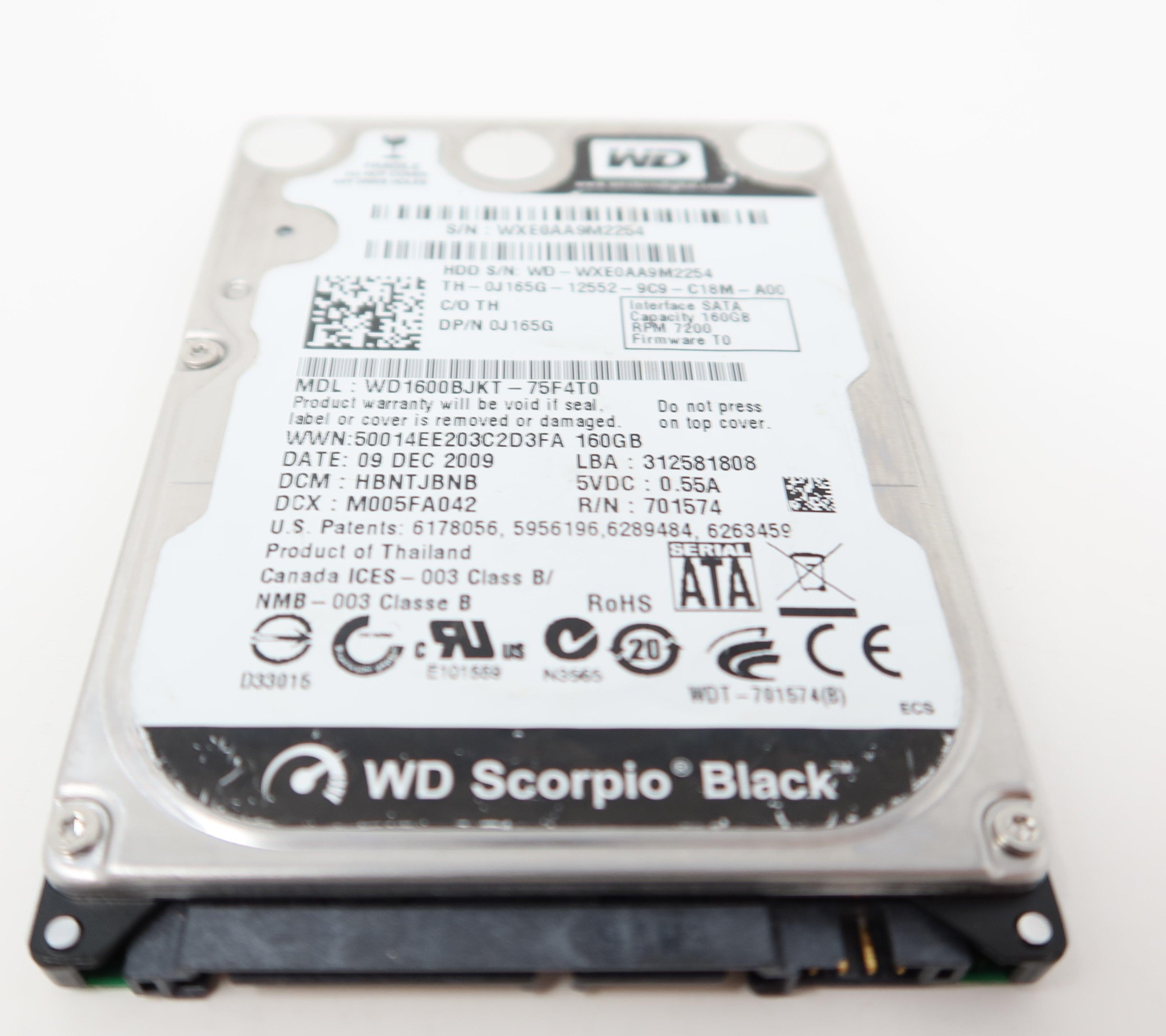 WD1600BJKT WD 160GB 7.2K SATA 2.5in Hard Drive J165G