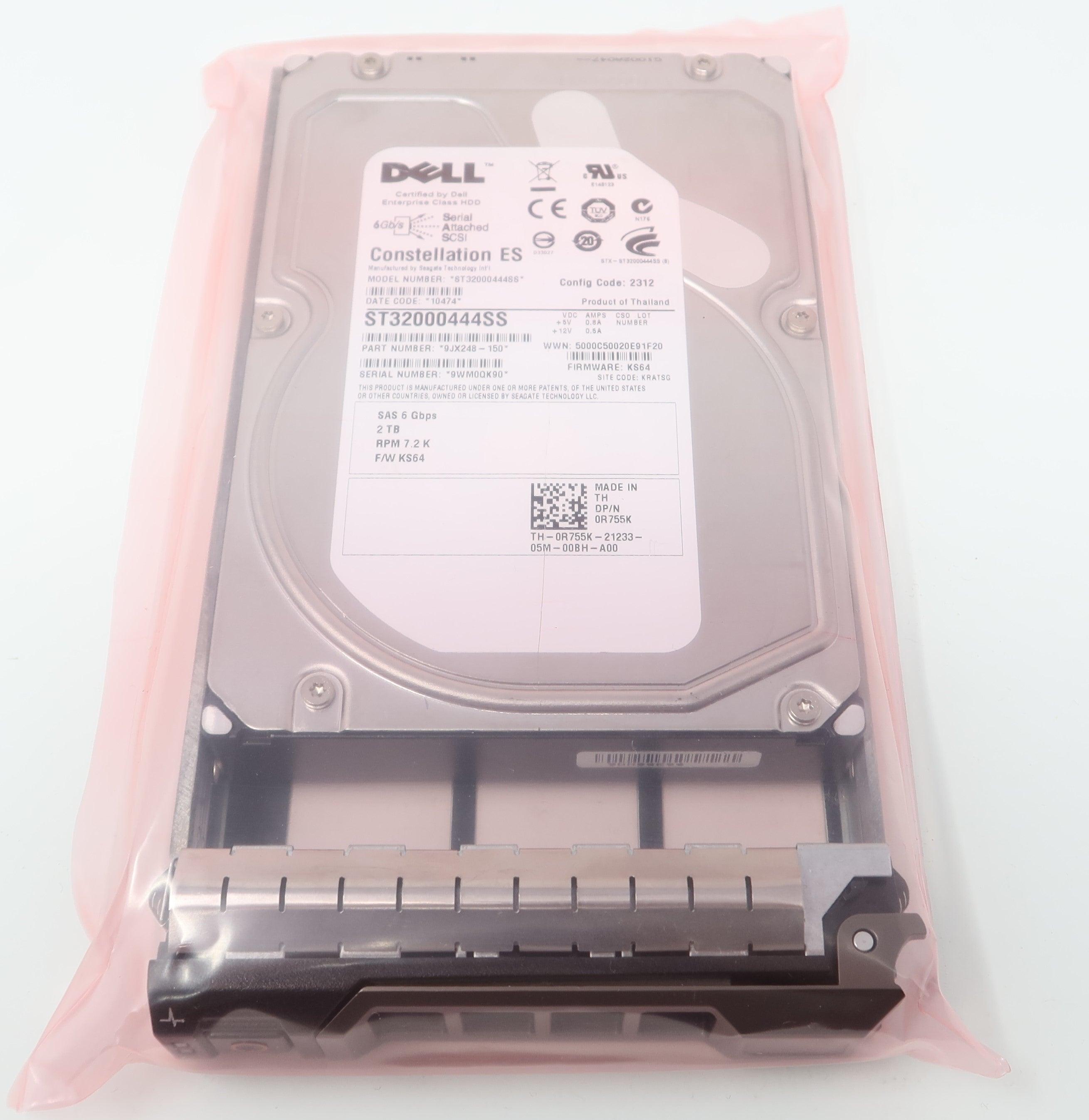 Dell R755K 0R755K 2TB 7200RPM 6Gbps 3.5" SAS Hard Drive ST32000444SS