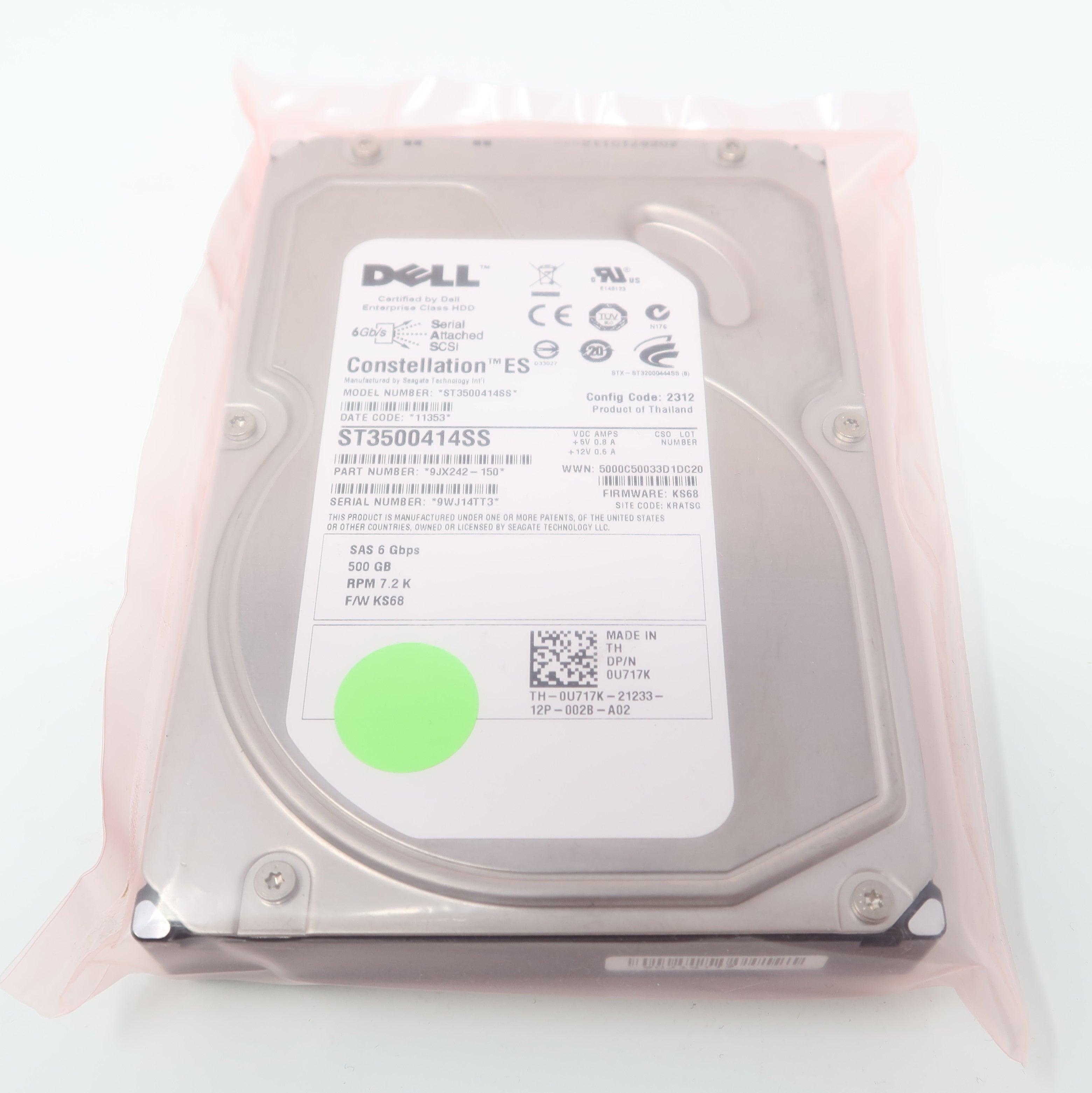Dell ST3500414SS 0U717K 500GB 7.2K 6G SAS 3.5" hard drive