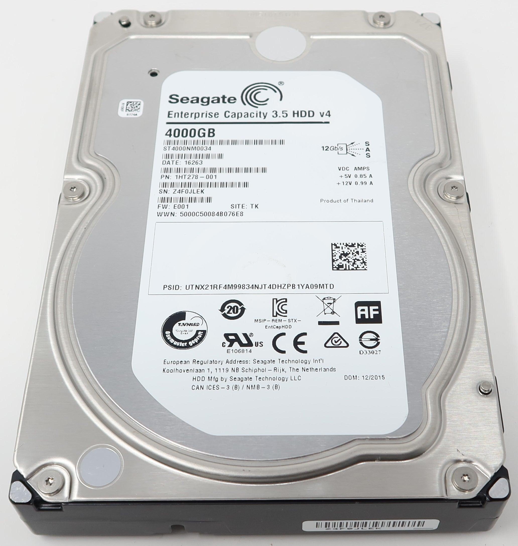 ST4000NM0034 Seagate 4TB 7.2K RPM 12Gb/s 3.5" SAS Hard Drive