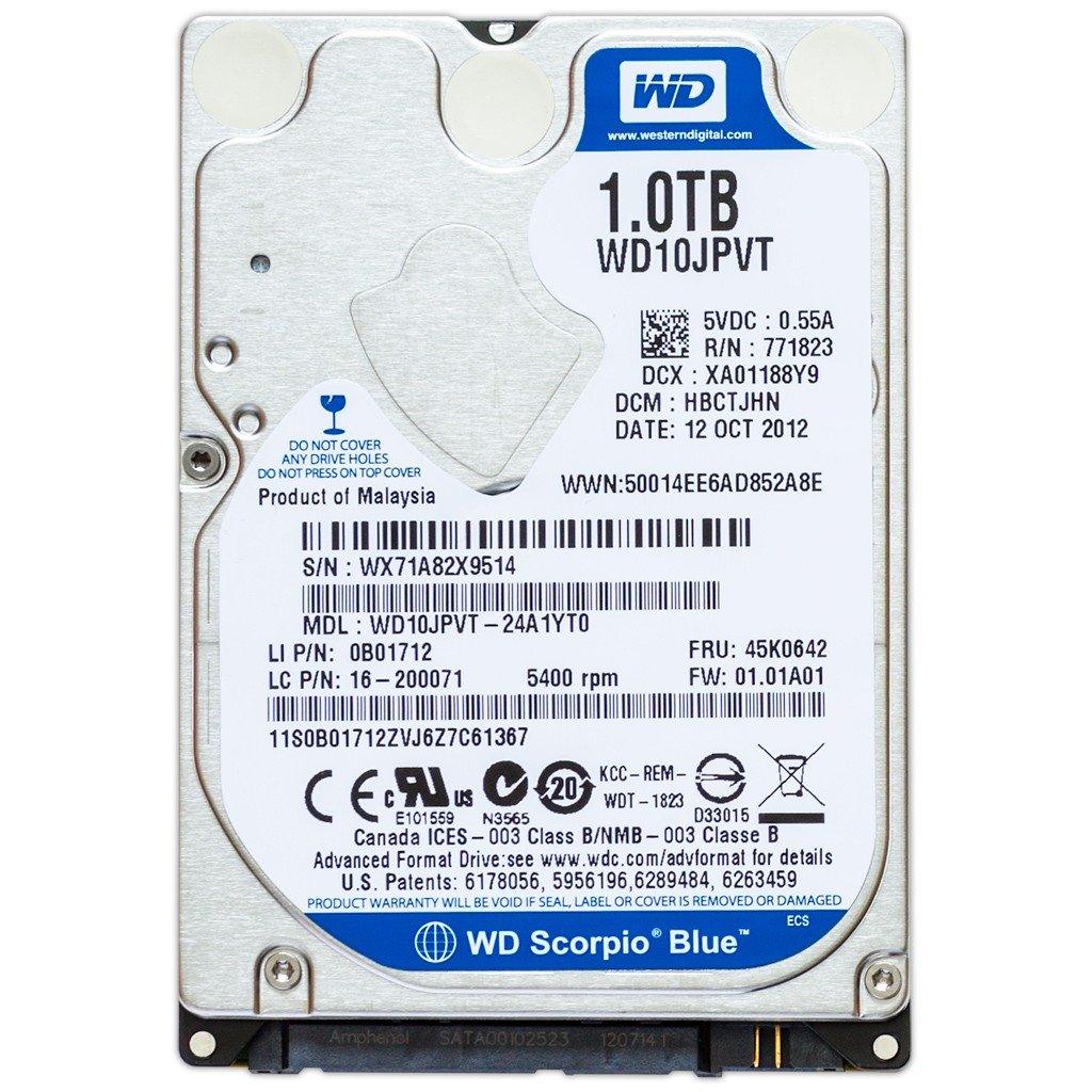 WD Scorpio Blue WD10JPVT 1TB 5400 RPM 8MB SATA 3.0Gb/s 2.5" Hard Drive