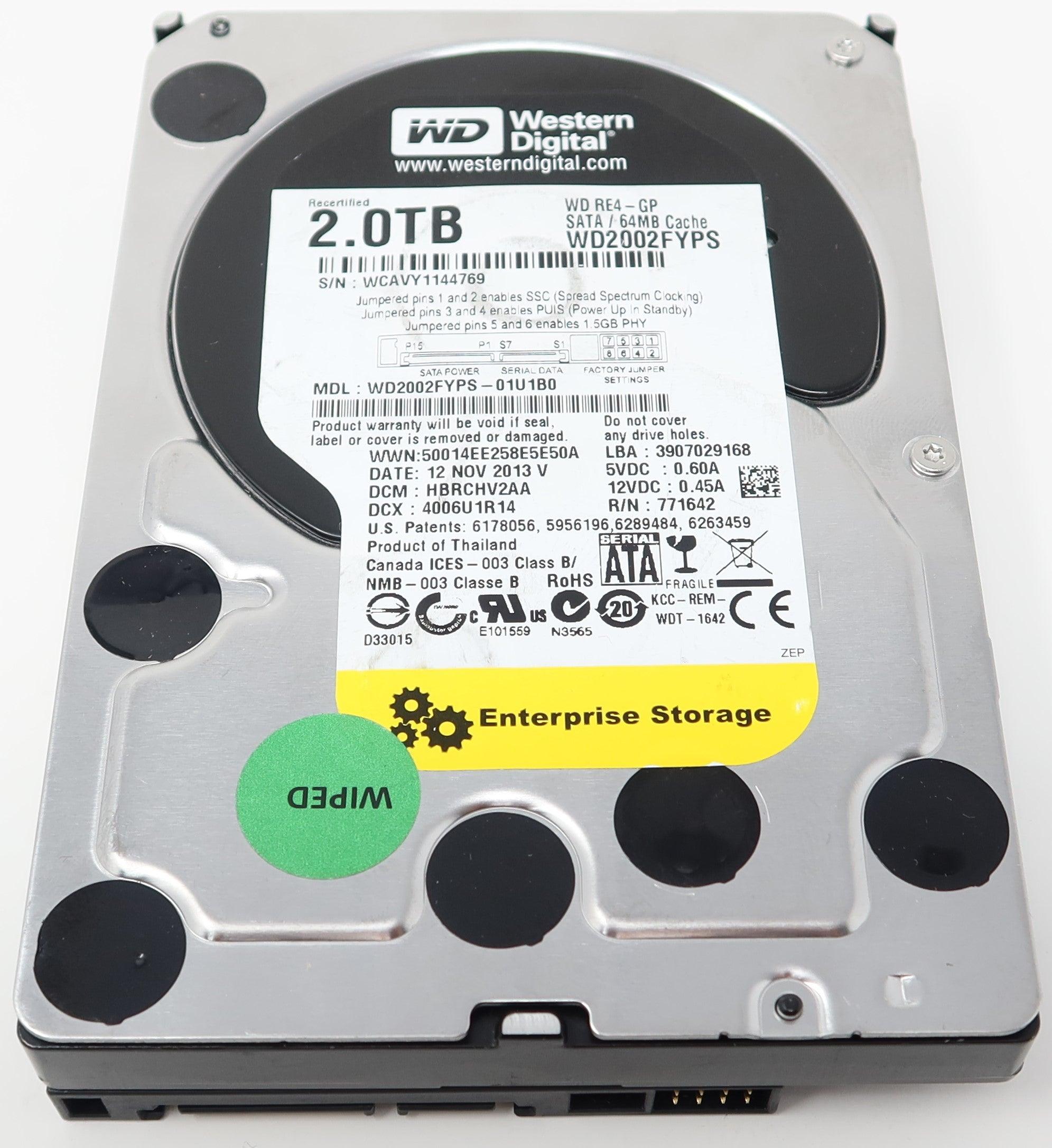 Western Digital RE4-GP WD2002FYPS 2 TB 3.5 64MB SATA Hard Drive