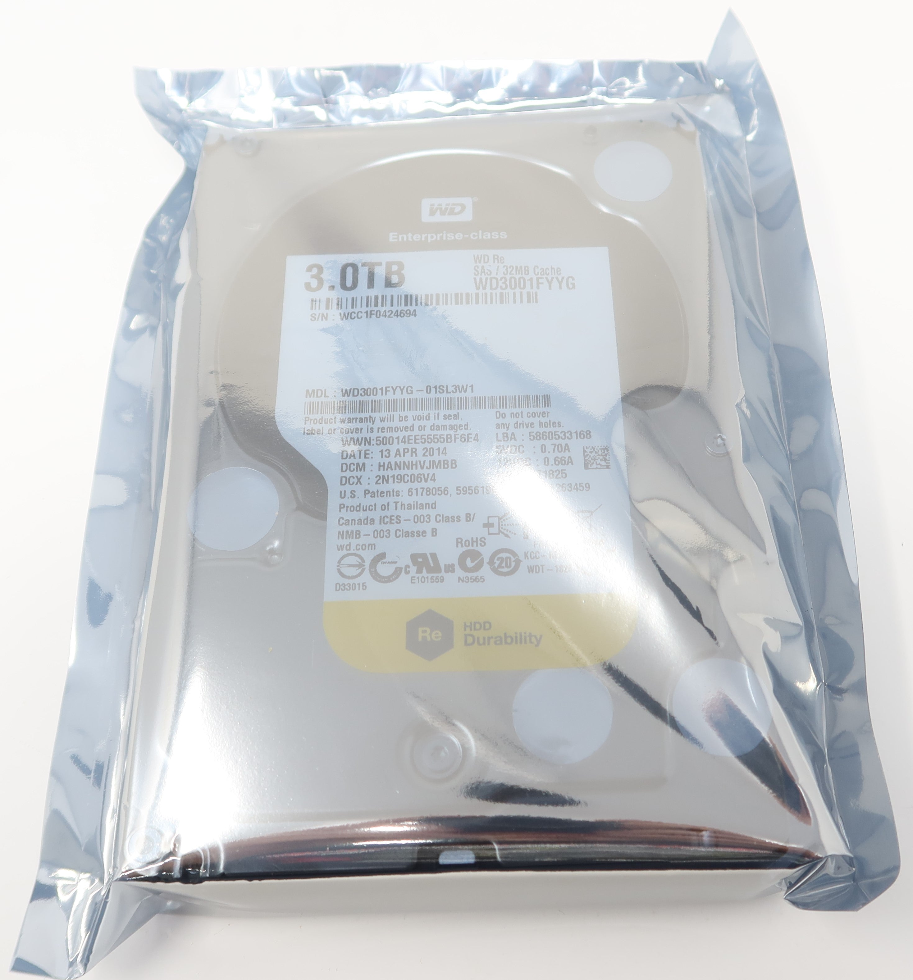 WD Re WD3001FYYG 3TB 7.2K SAS 6 Gb/s 32MB Cache 3.5" Hard Drive