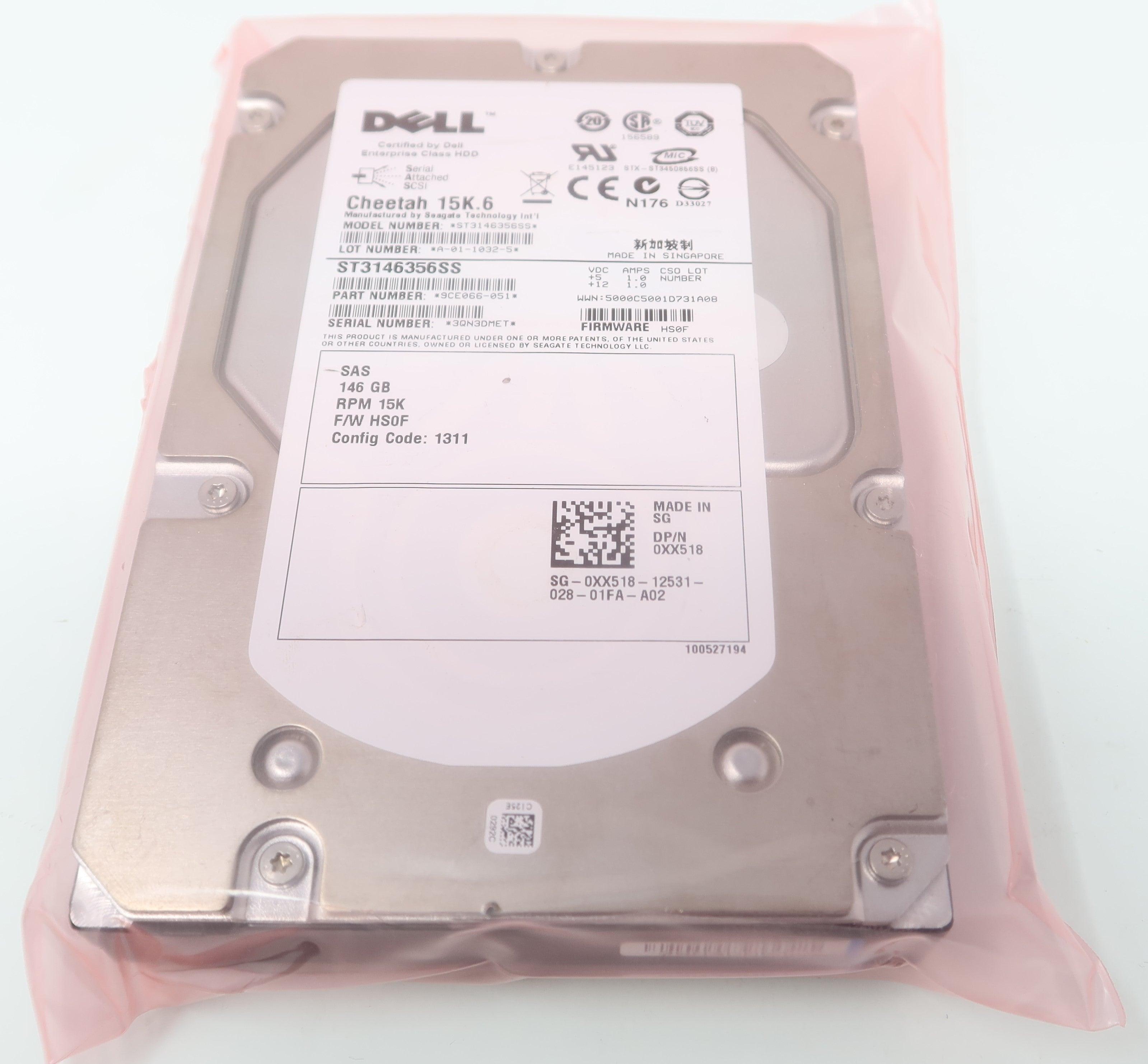XX518 ST3146356SS Dell 146GB 15K RPM 3Gb/s 3.5 SAS Hard Drive