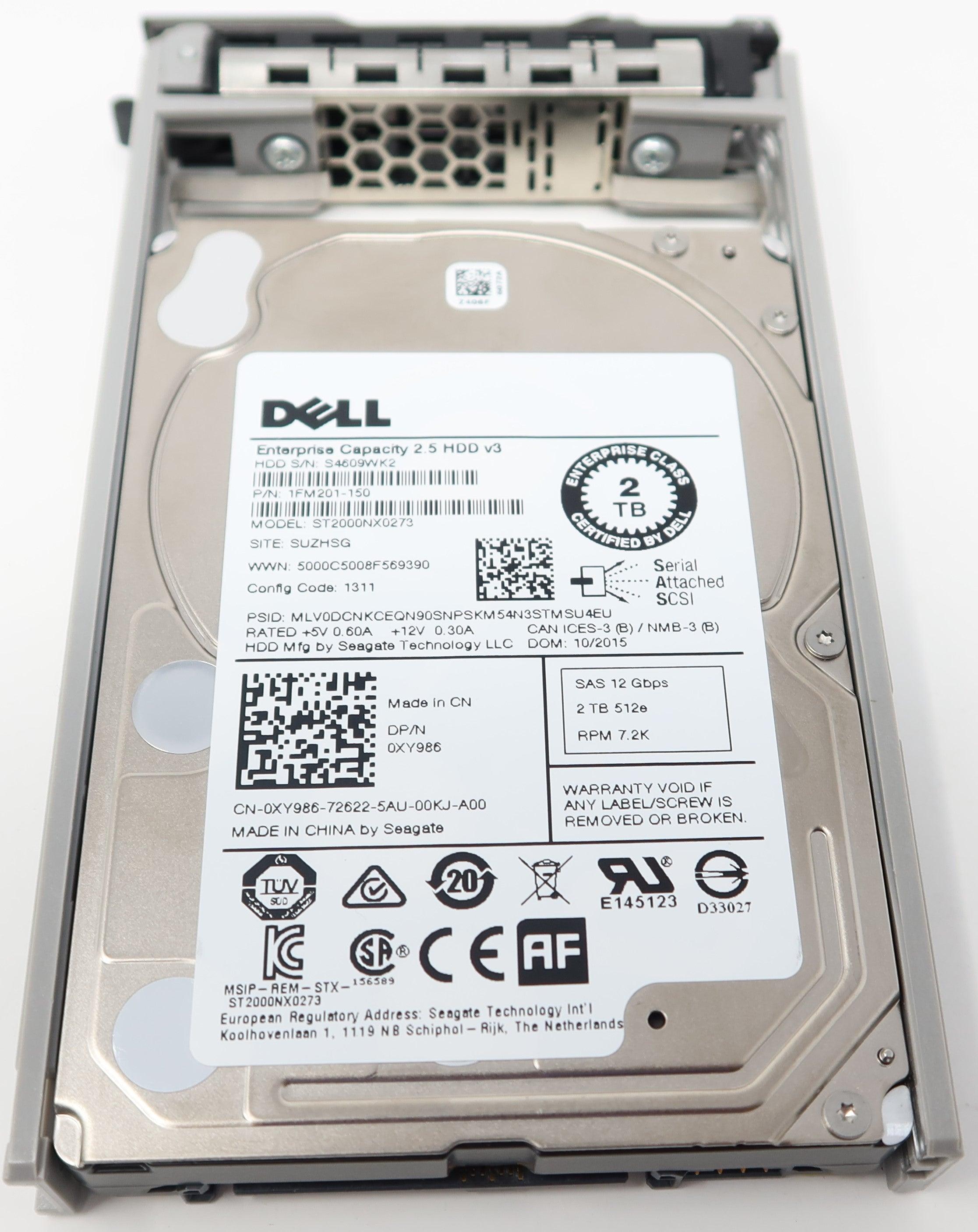 XY986 ST2000NX0273 Dell Enterprise 2TB 7.2K 12G 2.5" SAS 512E Hard Drive