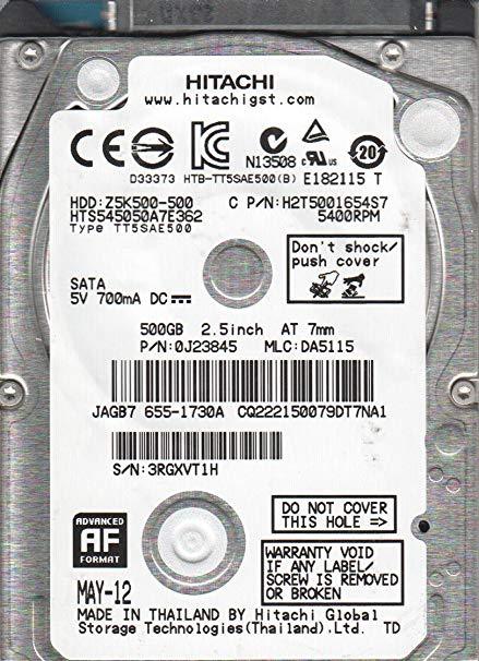 Hitachi HTS545050A7E362 500GB 2.5" SATA Laptop Hard Drive