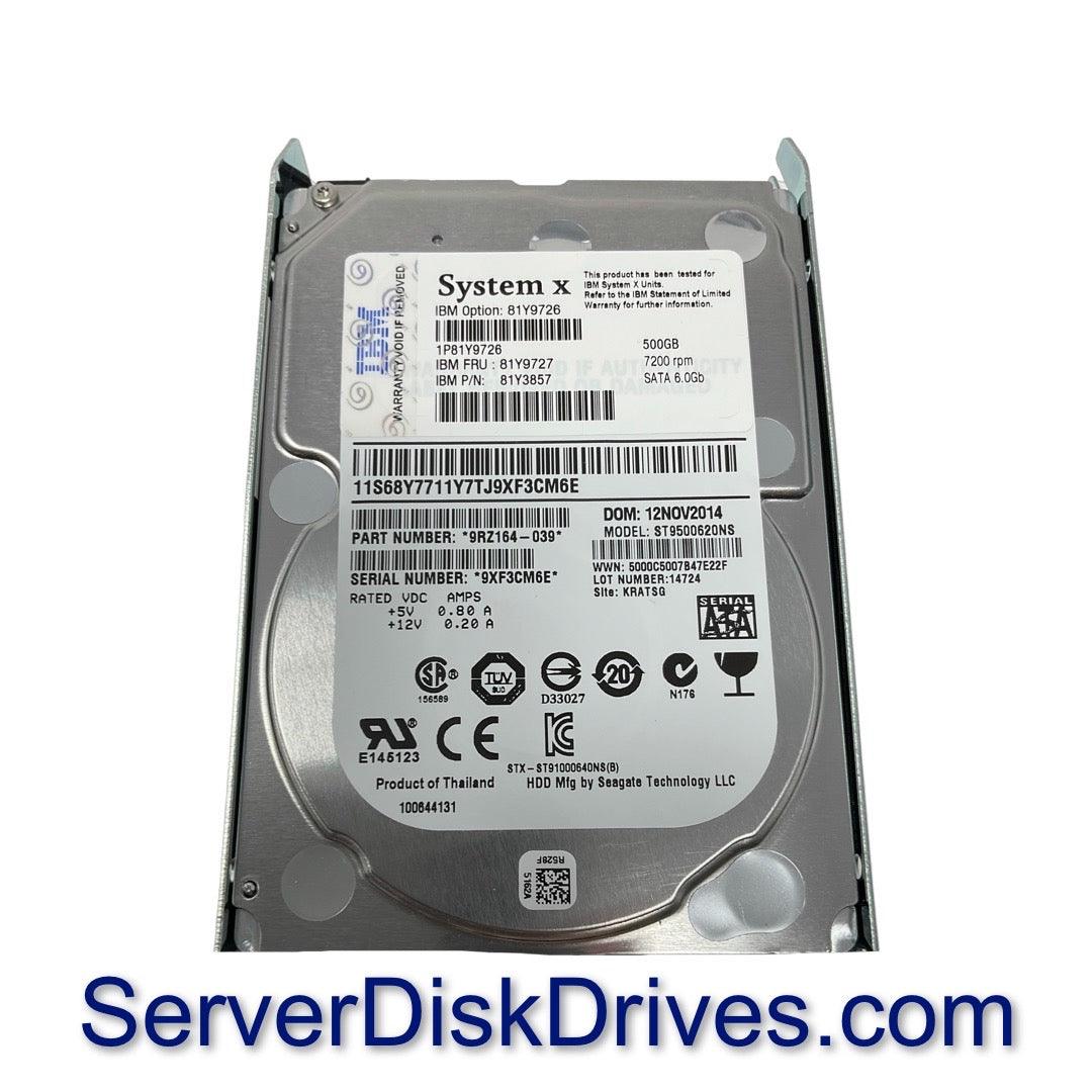 81Y9727 81Y3857 IBM SYSTEM X 500GB 7.2K RPM 6G 2.5" SATA Hard Drive