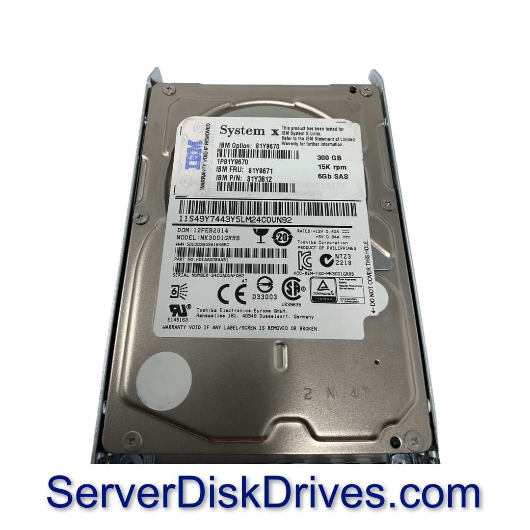 81Y9671 IBM 300GB 15K 6G 2.5in SAS Hard Drive