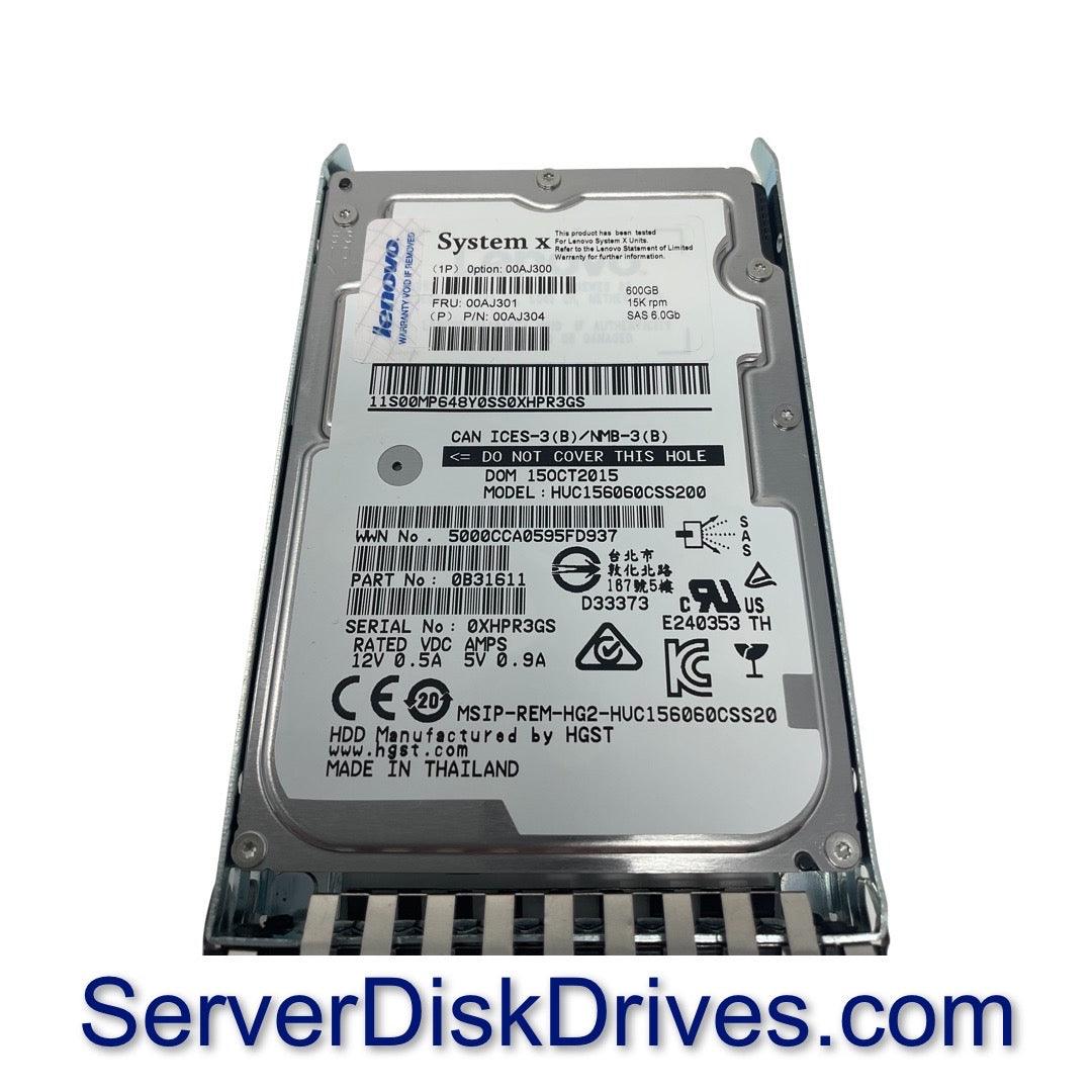 00AJ301 IBM 600GB 15K 6G SAS 2.5in Drive 00AJ300