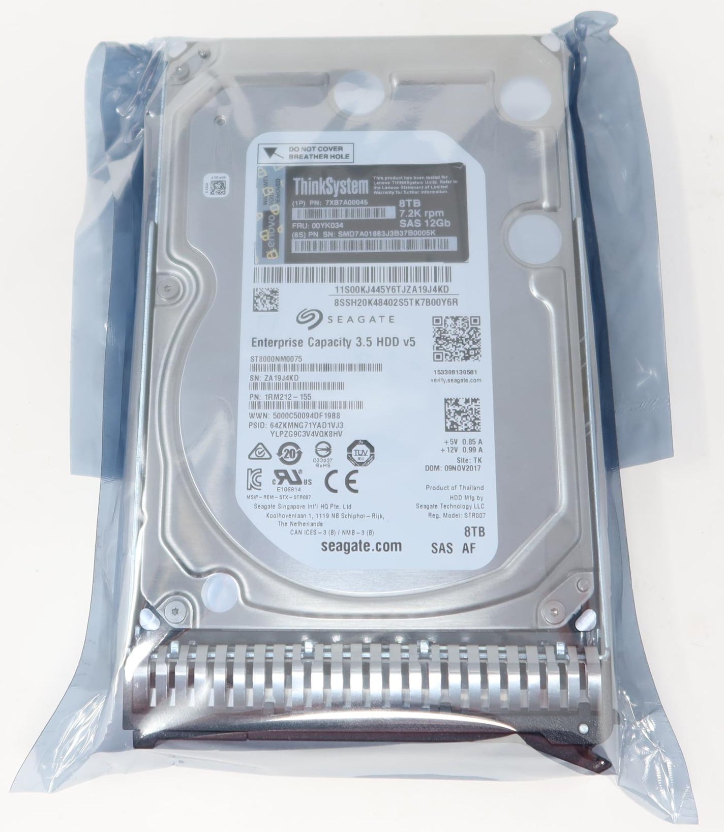 00YK034 7XB7A00045 Lenovo 8TB 7.2K SAS 12Gb 3.5 Hard Drive
