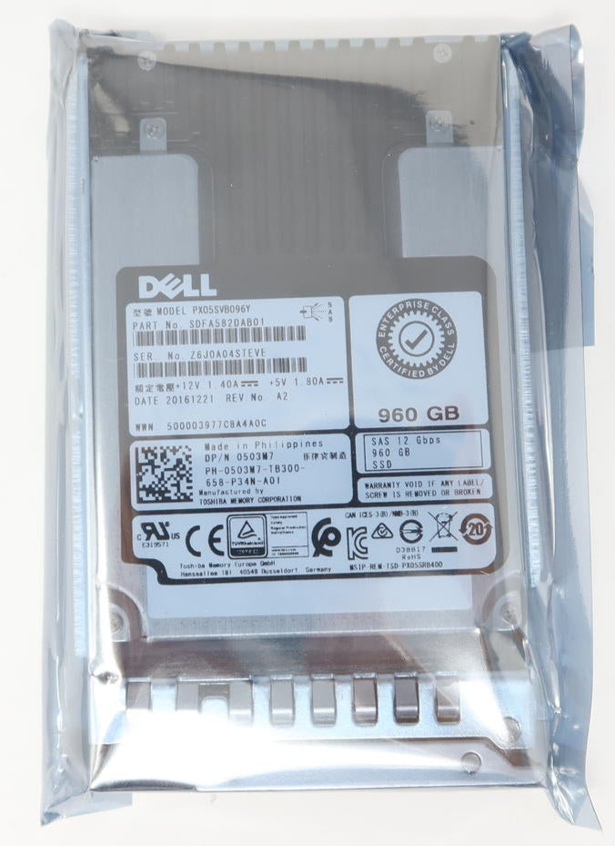 0503M7 Toshiba PX05SVB096Y Dell 960GB 2.5 12Gbs SAS SSD