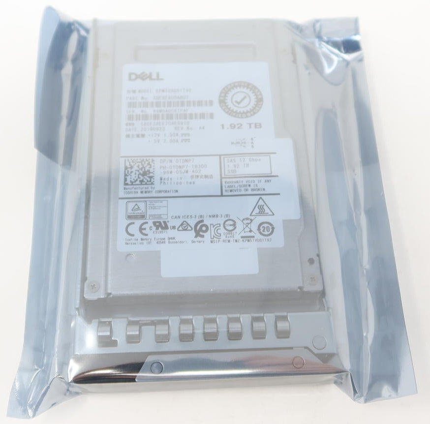 0TDNP7 Dell Kioxia 1.92TB RI SAS 12Gbs 2.5 SSD KPM5XRUG1T92 SDFBE85DAB01