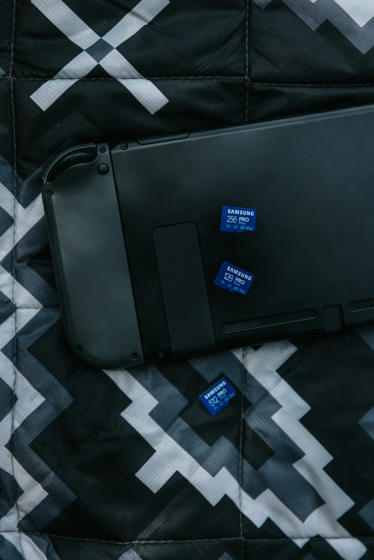 a black rectangular object with a blue label on it